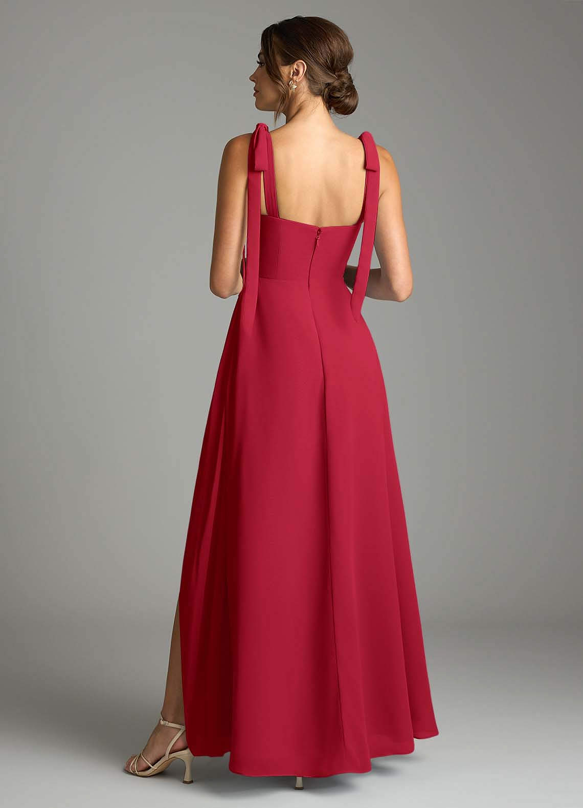 Azazie Debra Bridesmaid Dresses Scarlet A-Line with Pockets Chiffon Convertible Dress image9