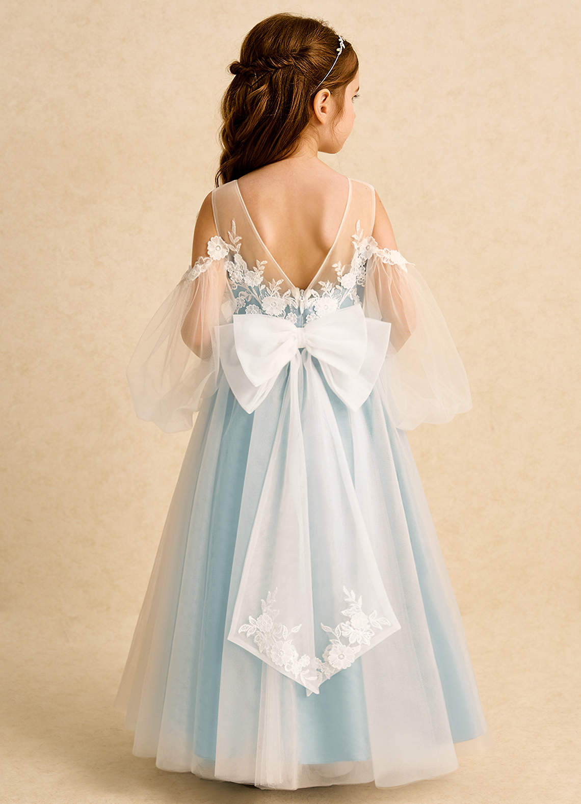 Azazie Zimi vestidos de niña de las flores Vestido de Neblina de Tul de Princesa con Escote de Corazón image1