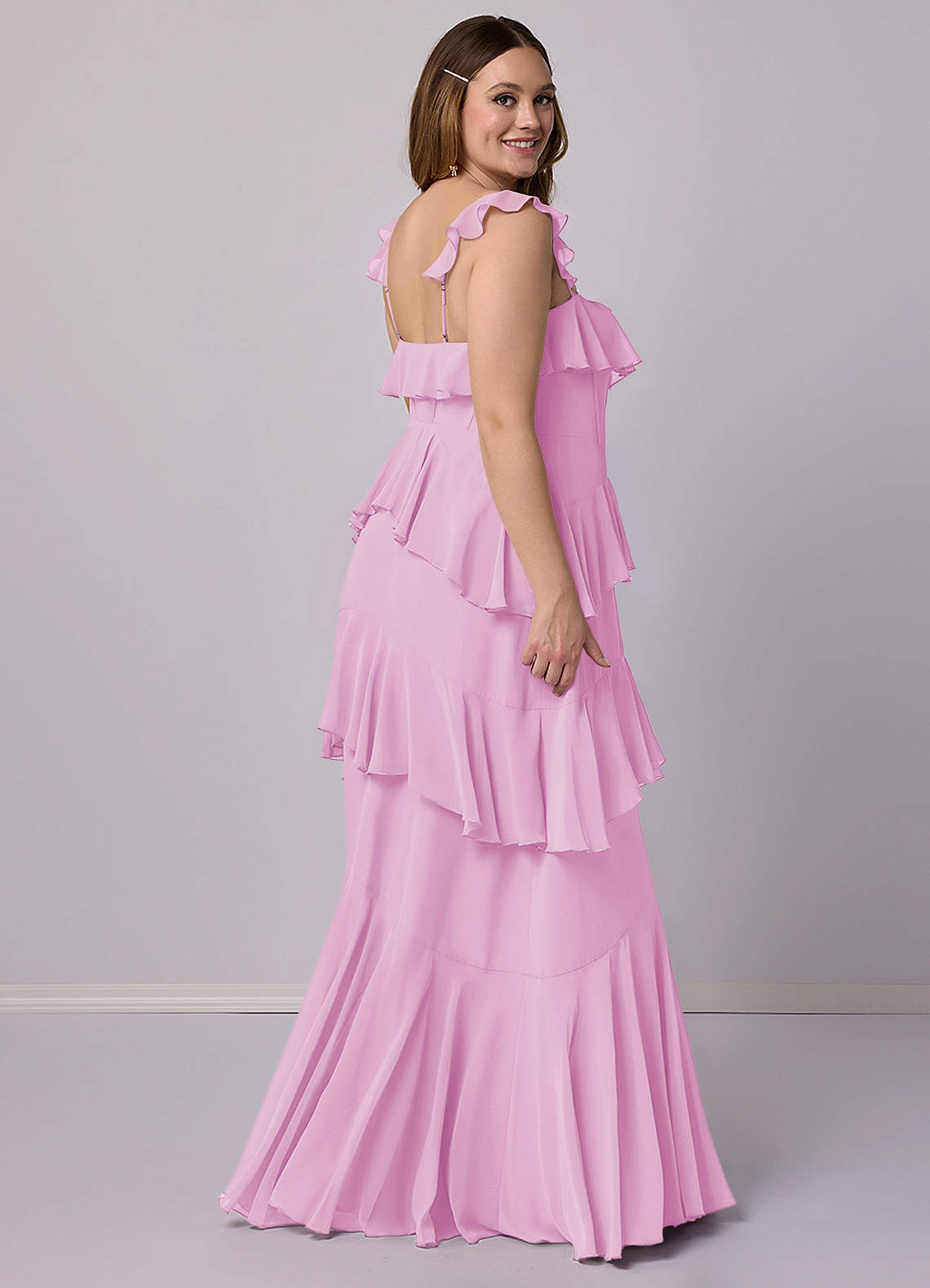 Barbie ♥ Azazie Bridesmaid Dresses Candy Pink A-Line Sweetheart Neckline Chiffon Dress image9