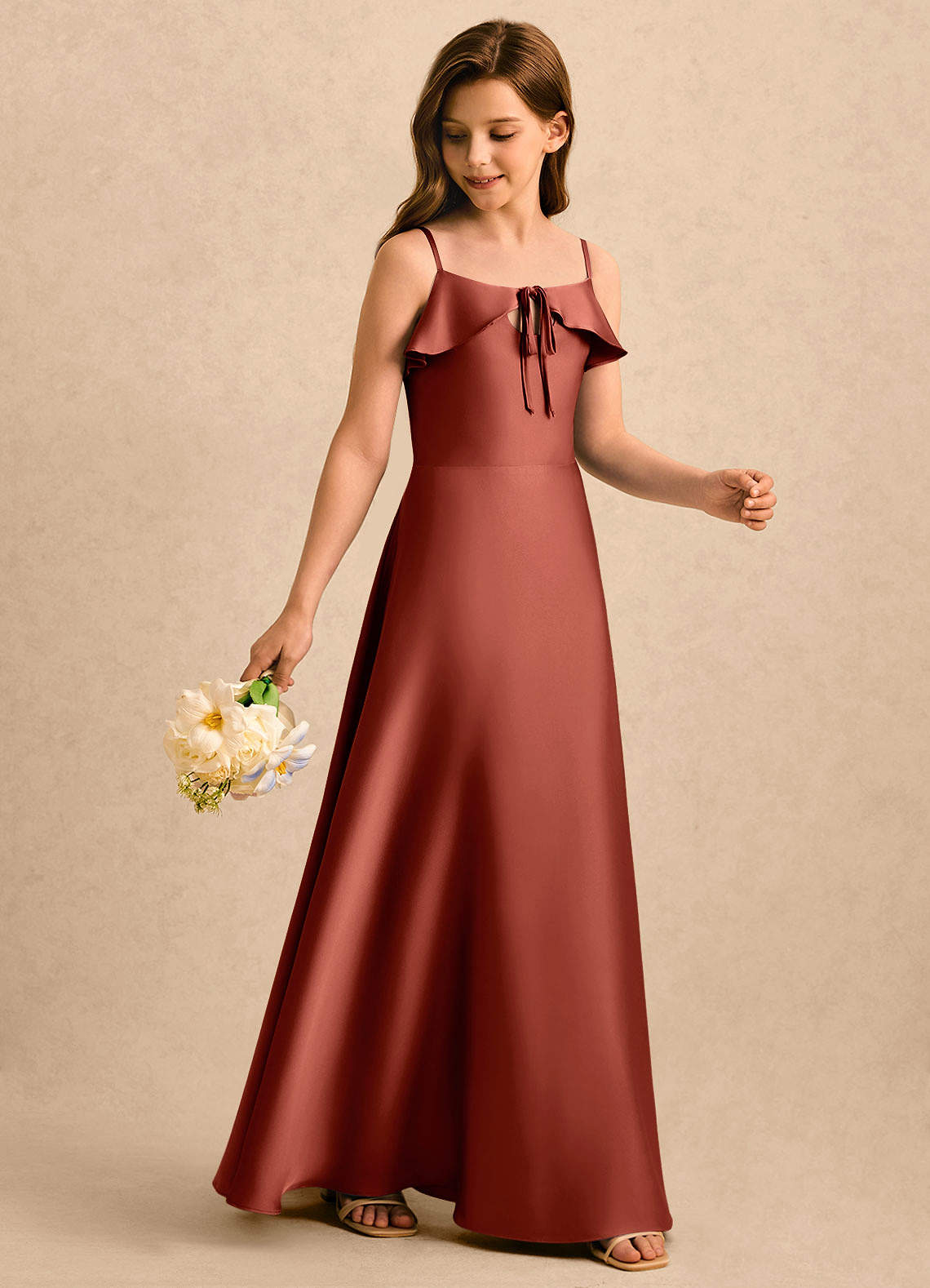 terracotta formal dress Satin Dresses Sheath/Column Off The Shoulder Minimalist Slit Stretch Satin Long Formal Dresses The pleats add texture Azazie Kapri Girls Formal Terracotta
