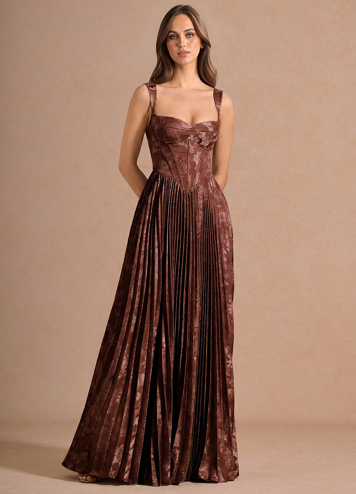 Javelin Mocha Coco Maxi Dress | Azazie