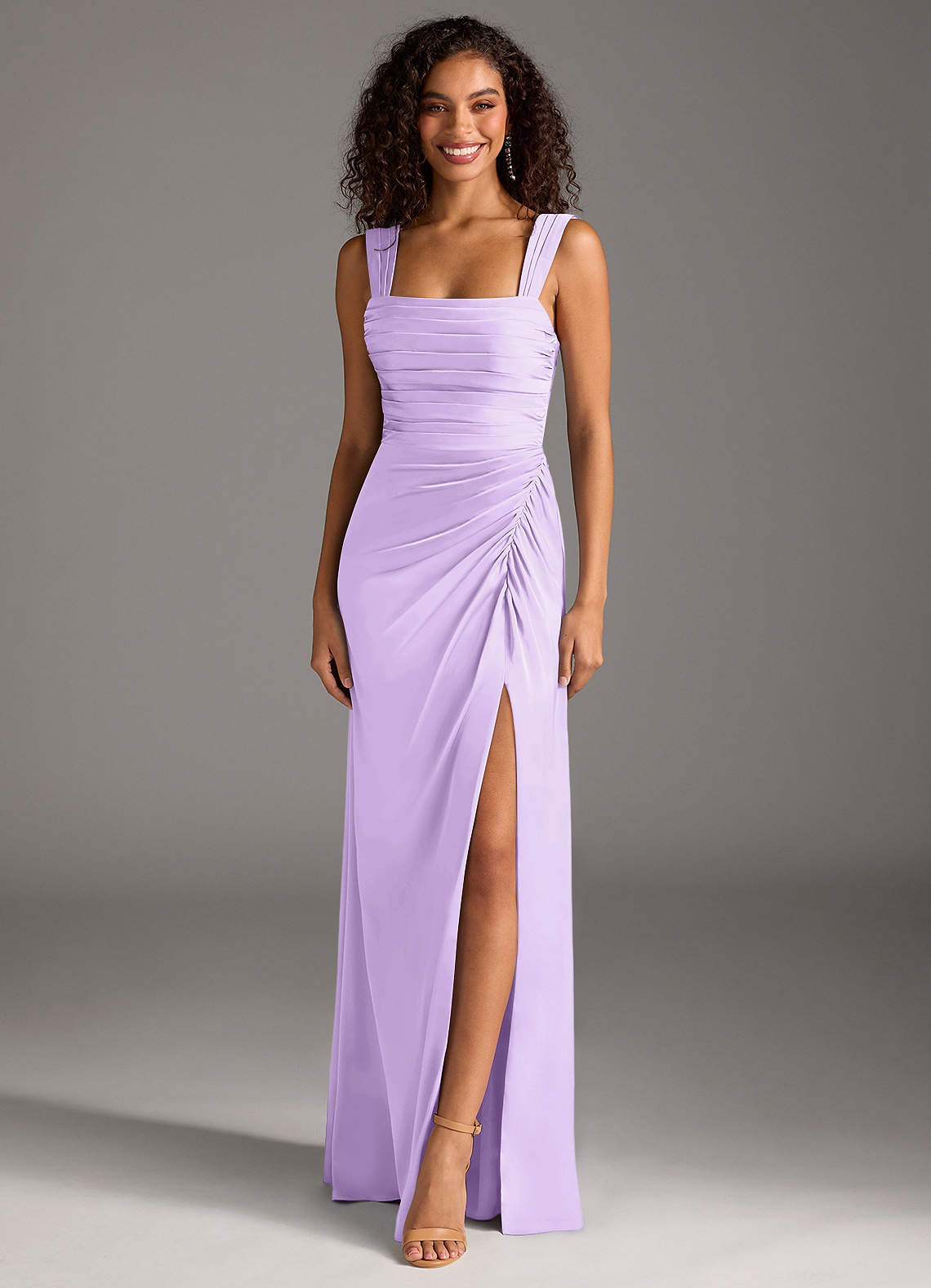 Azazie Jesaphine Lilac Stretch Satin Bridesmaid Dresses | Azazie DE