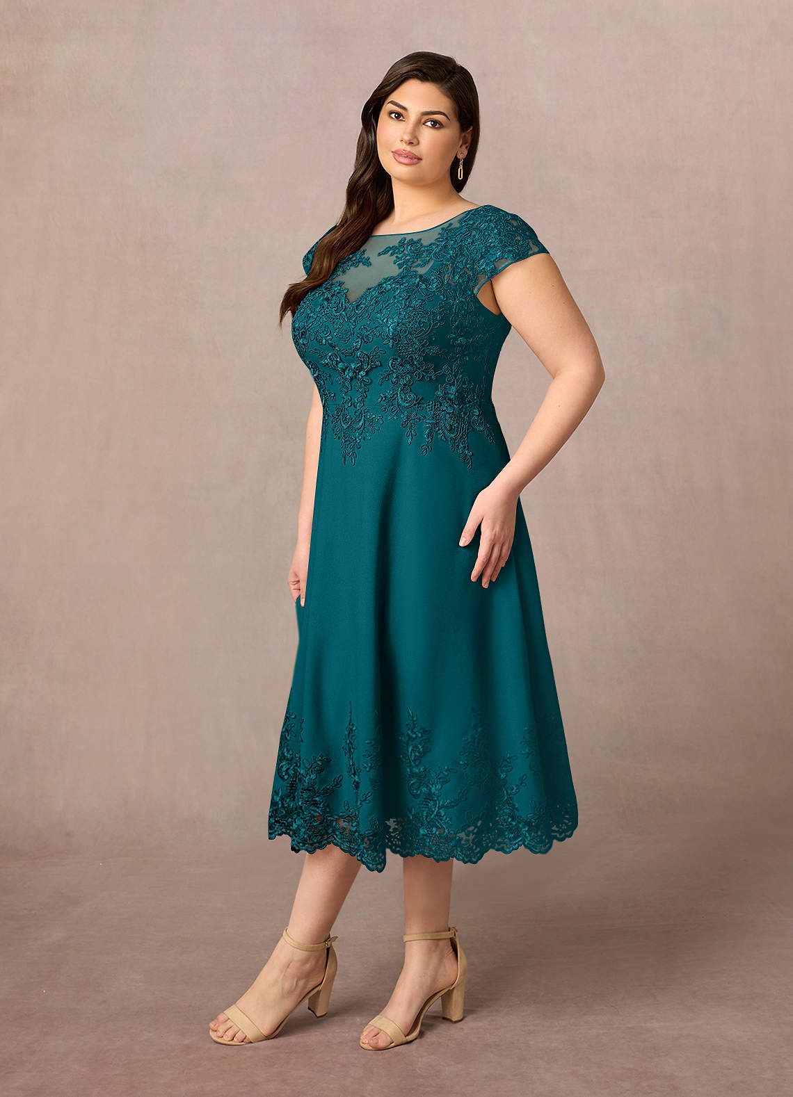 Azazie Terrano Mother of the Bride Dresses Peacock A-Line Scoop Lace Dress image6