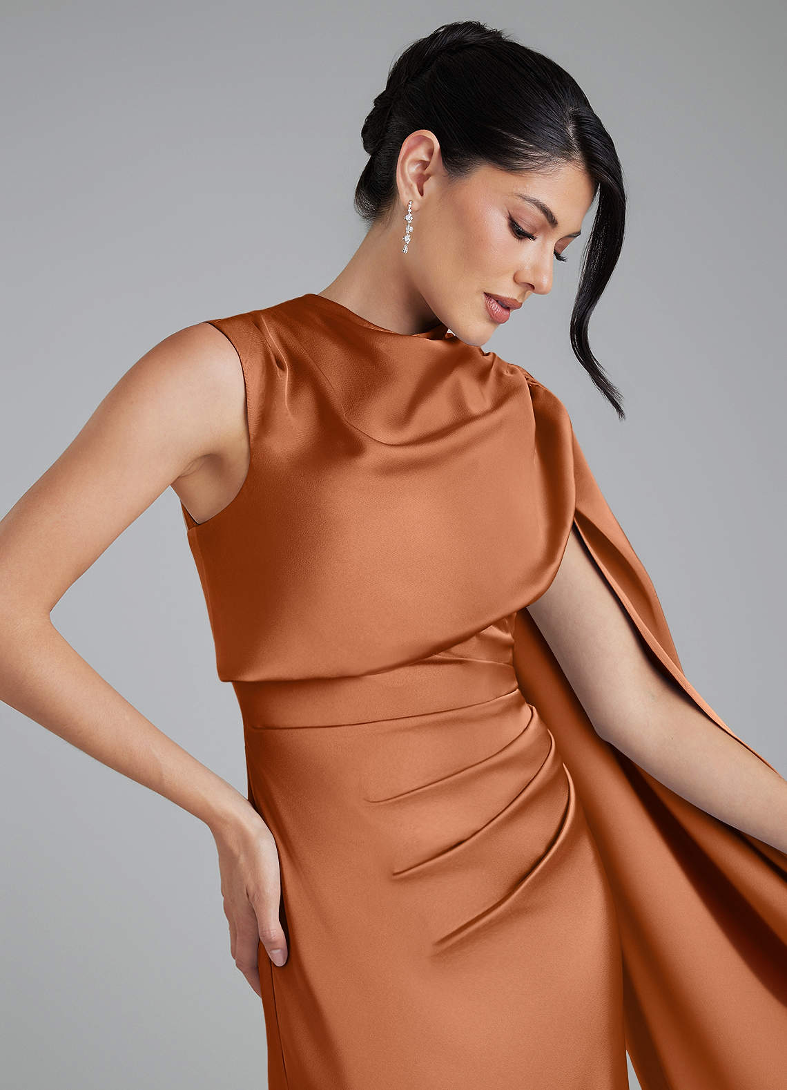 copper corset dress Azazie Taj