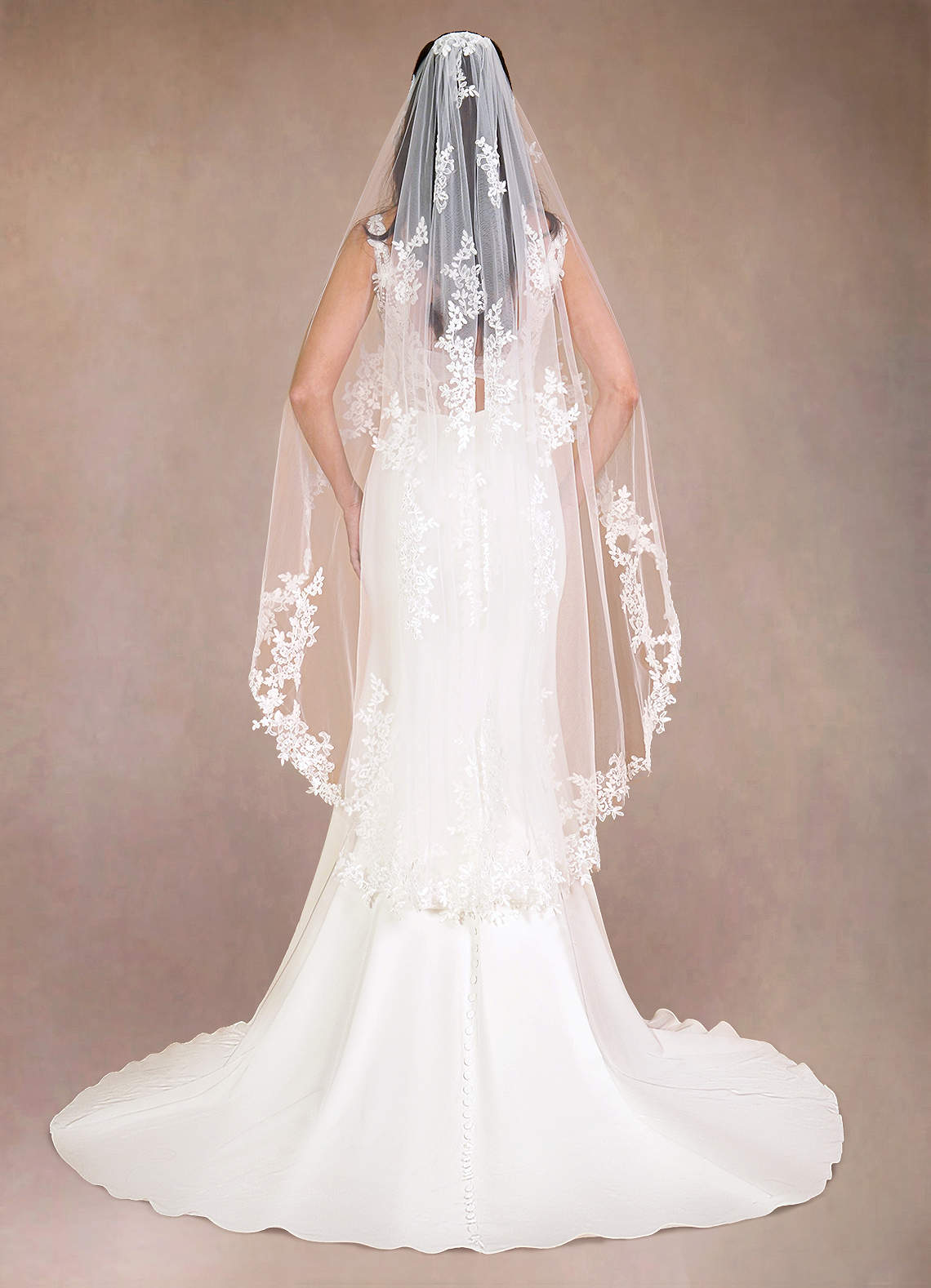 front Diamond and Lace Waltz Veil
