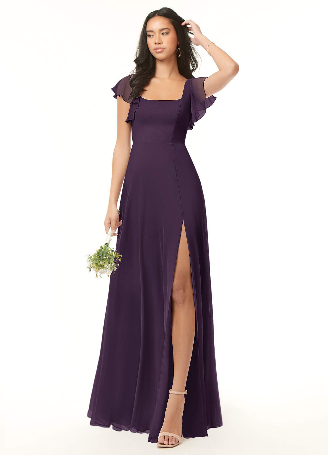 Plum chiffon bridesmaid dresses sale