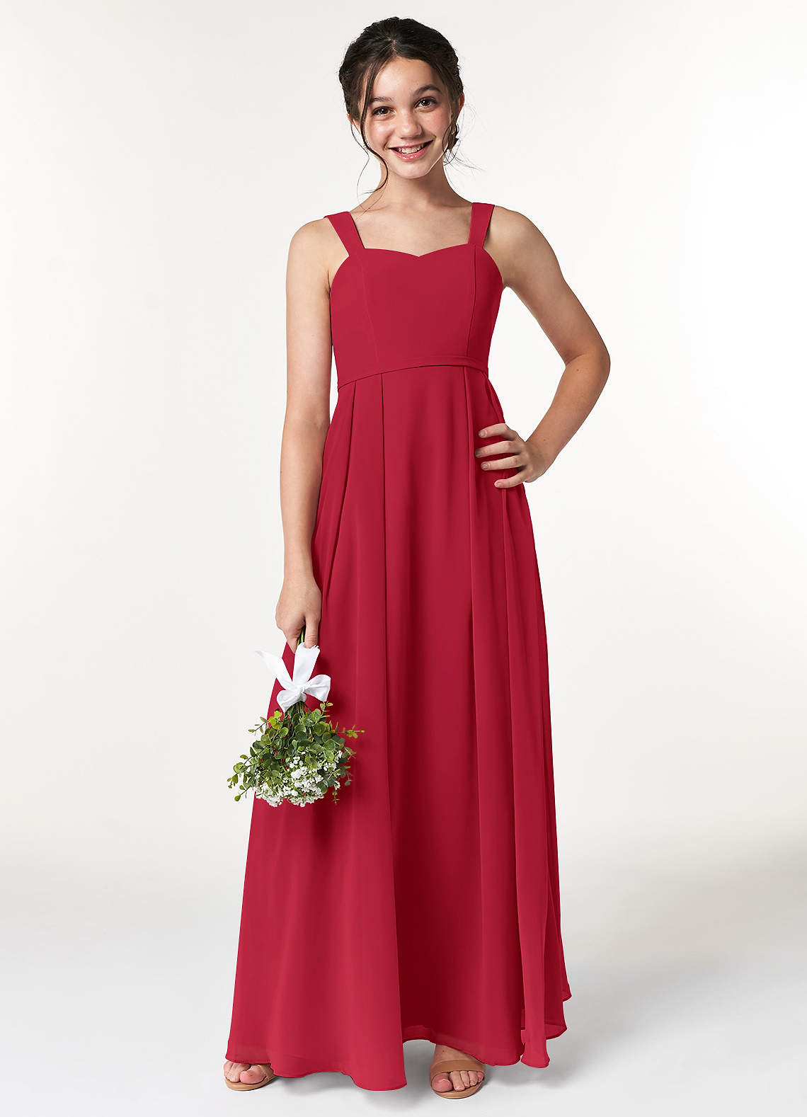 Azazie Simoan Junior Scarlet A-Line Sweetheart Neckline Chiffon Dress image1