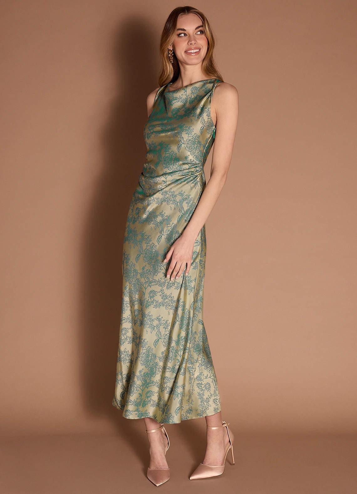 Gelina Platinum Teal Maxi Dress | Azazie