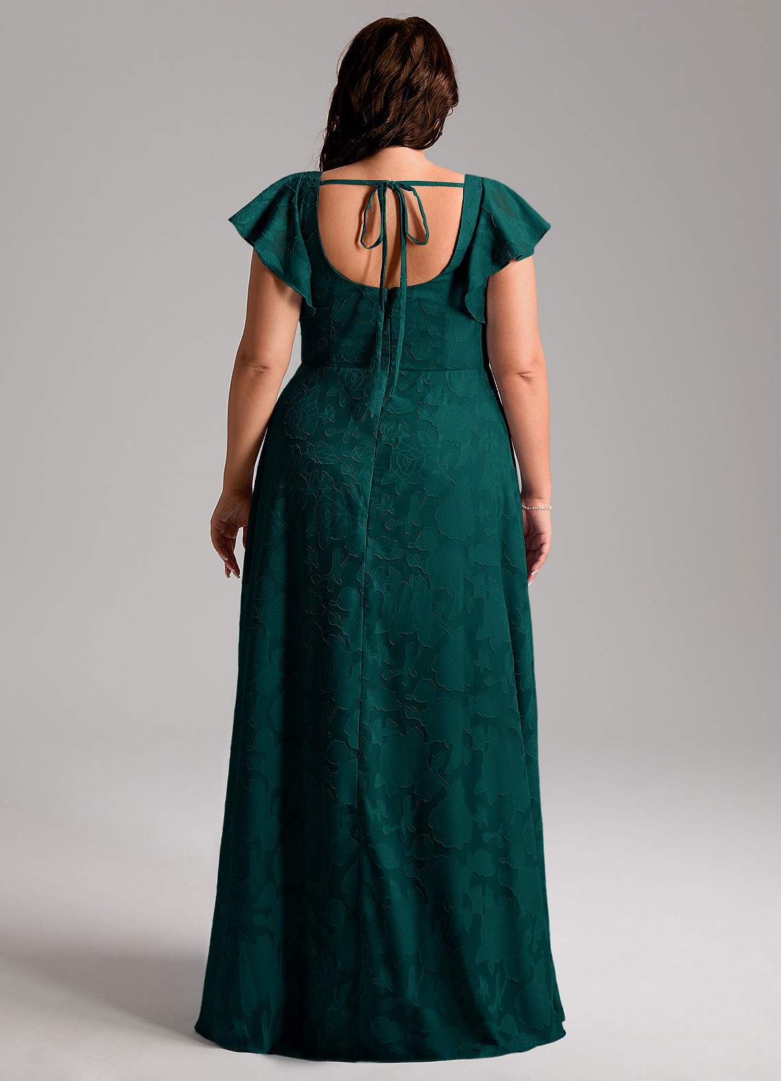 Azazie Bondi Bridesmaid Dresses Pine A-Line Side Slit Floral Burnout Dress image7