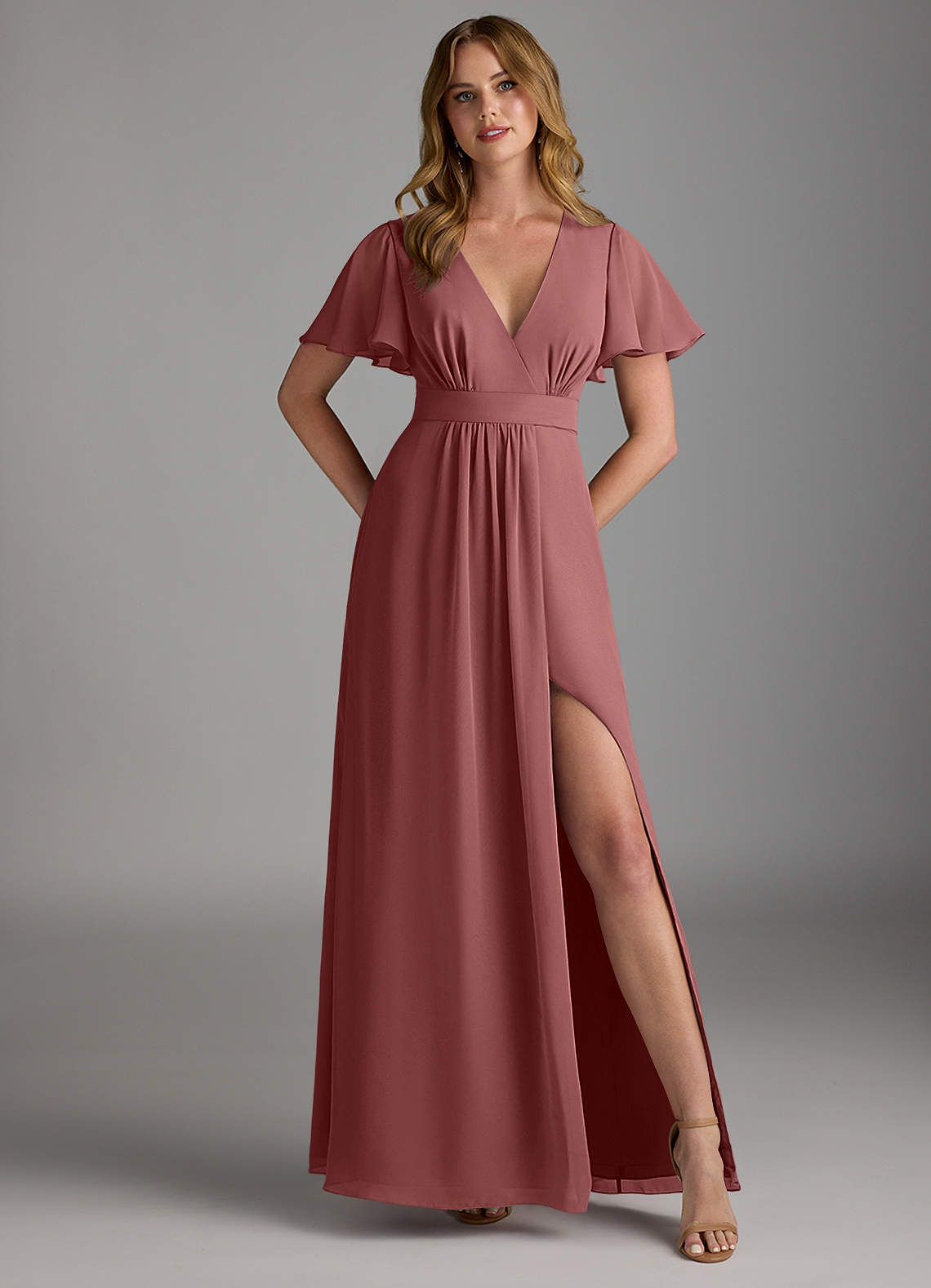 Azazie Zaniah Bridesmaid Dresses Amethyst A-Line Chiffon Dress image1