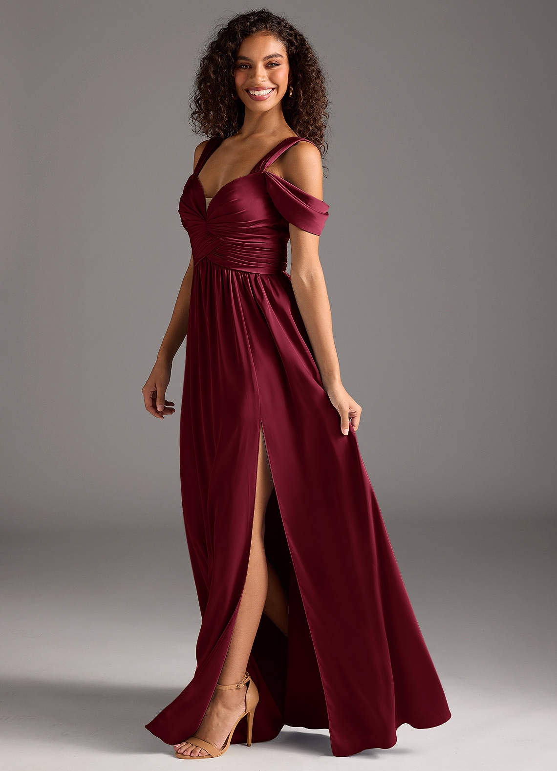 beautiful burgundy bridesmaid dresses Azazie Lianne Stretch Satin mermaid burgundy bridesmaid dresses