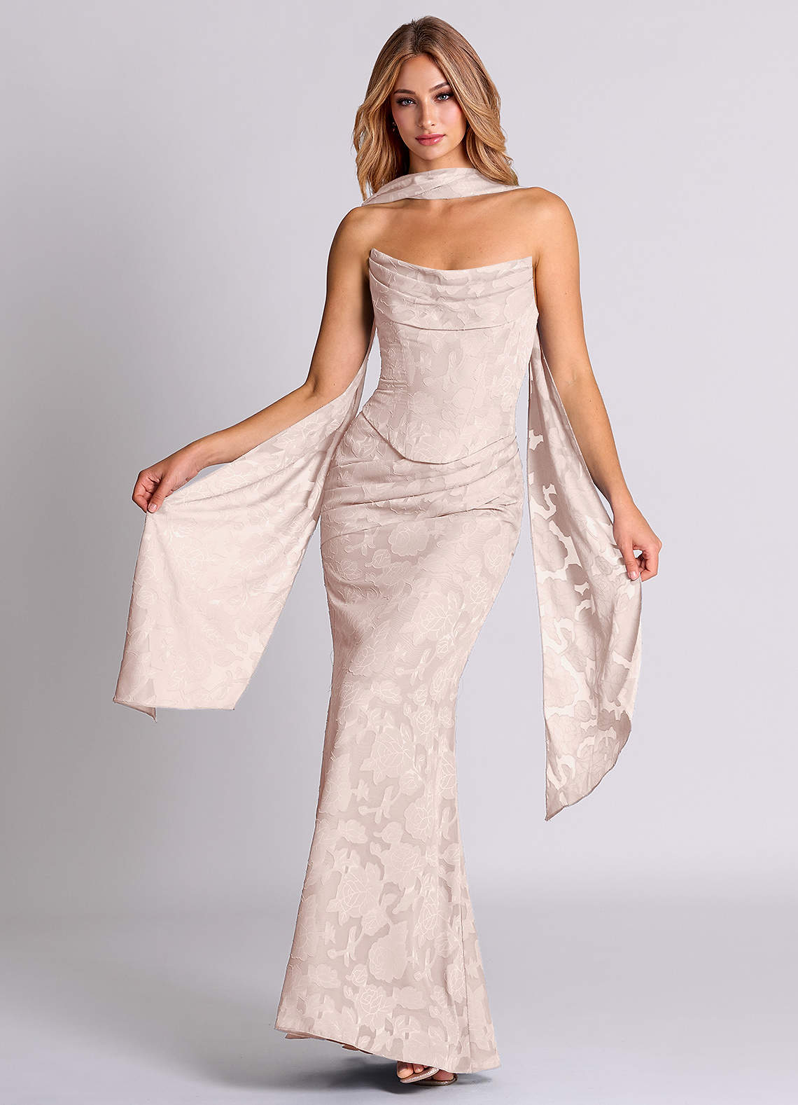 Azazie Sorrel Blushing Pink Floral Burnout Bridesmaid Dresses | Azazie