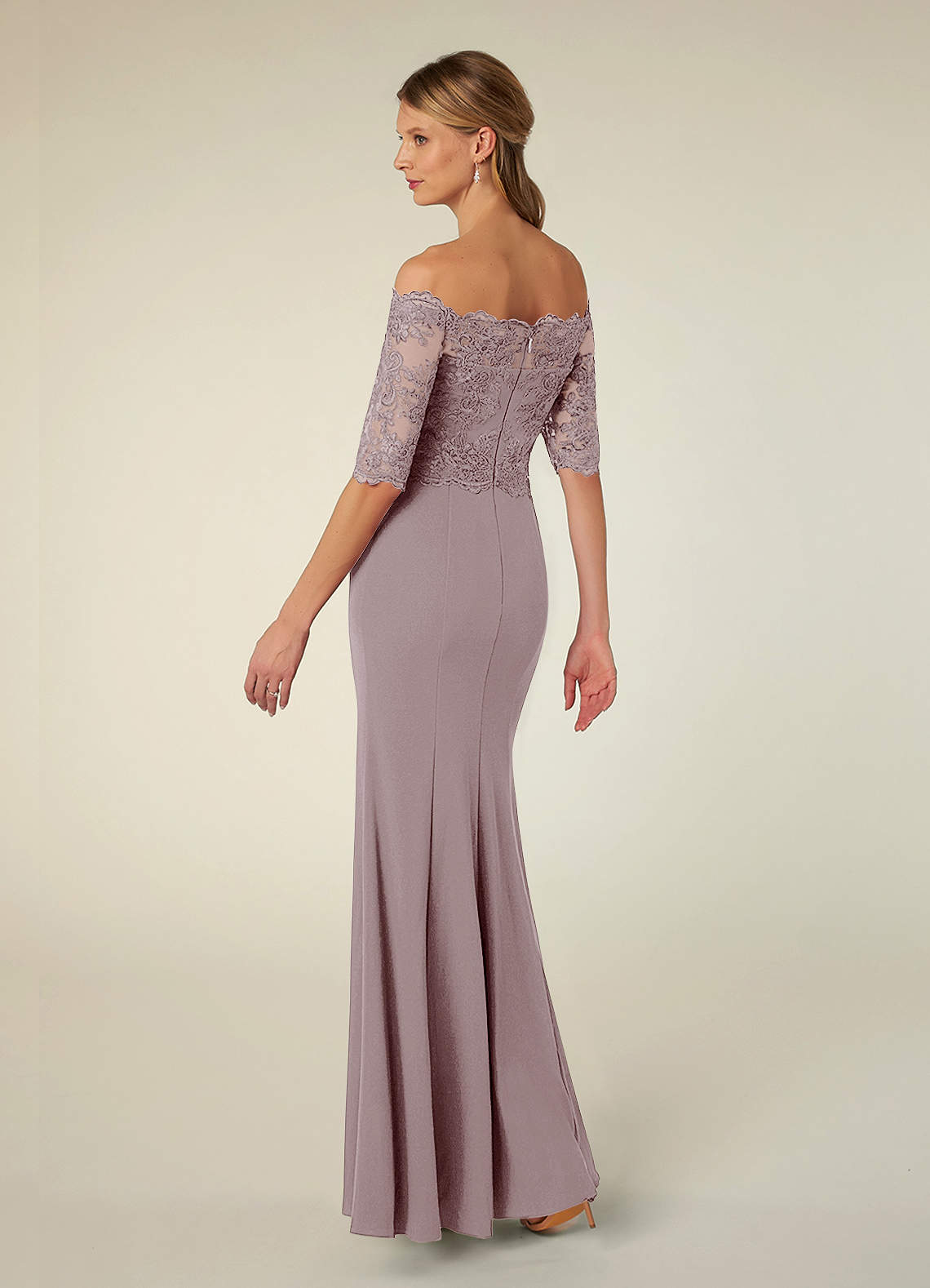 Azazie Jette Venta Final Vestido de Dusty Blue de Encaje de Corte Sirena con Vestidos sin tirantes image4