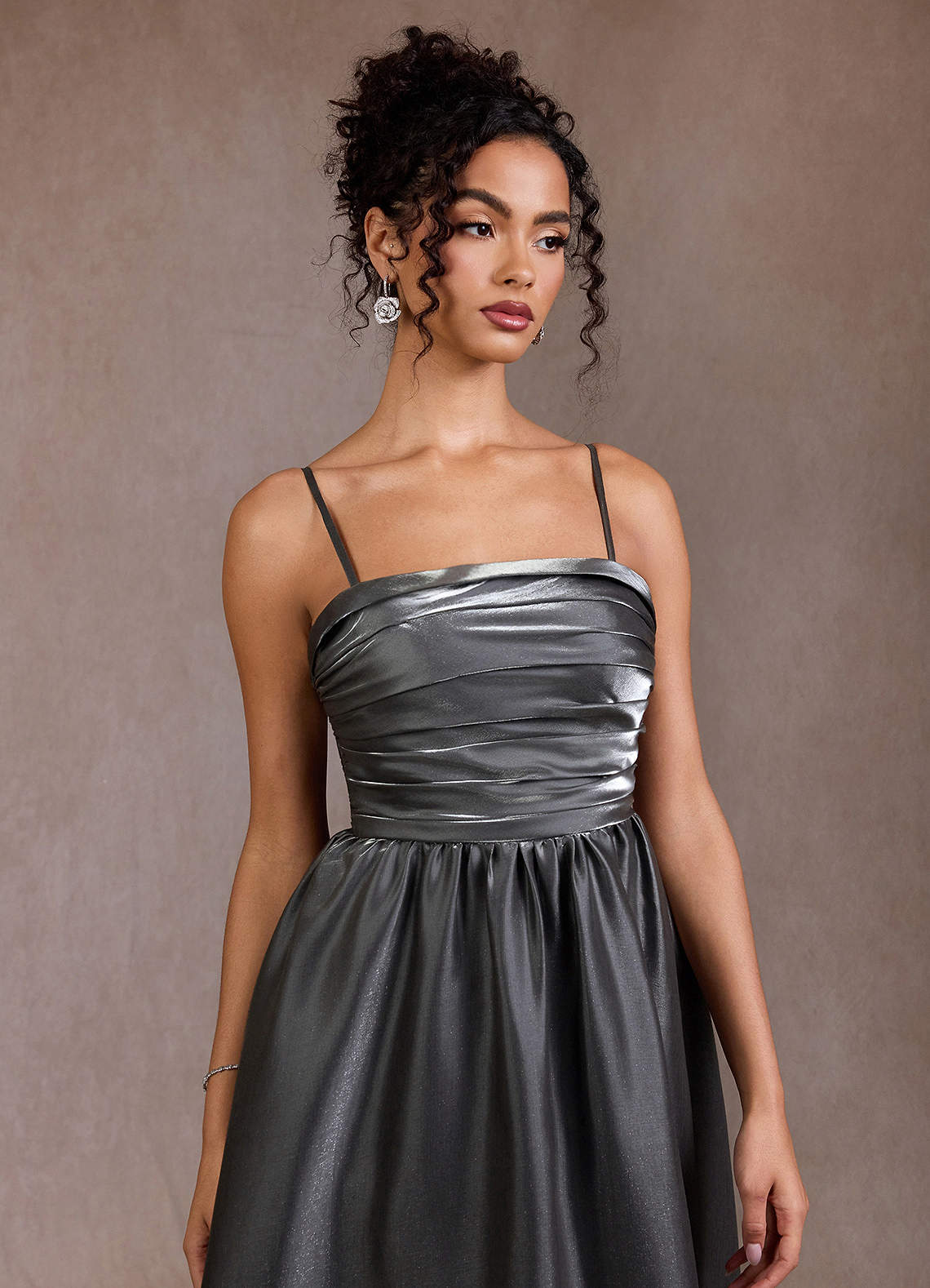 chinese dress ladies Koa Gunmetal Metallic Gown