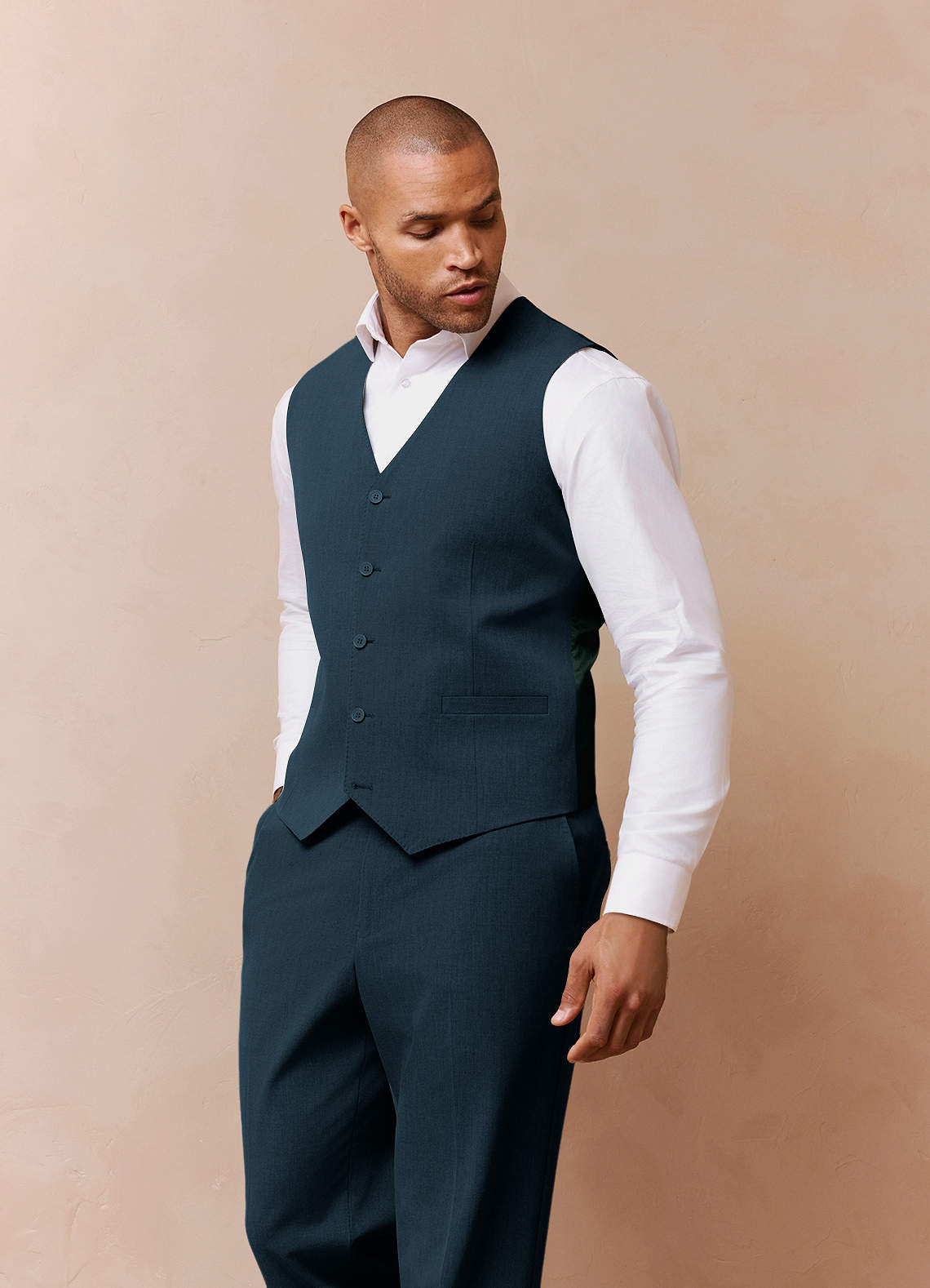 front Savile Teal Wool Blend Suit Vest