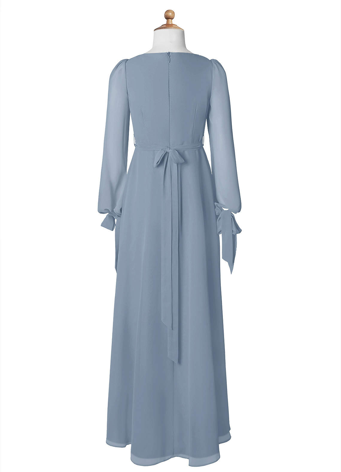 Azazie Leonia Junior Dusty Blue A-Line with Pockets Chiffon Dress image7