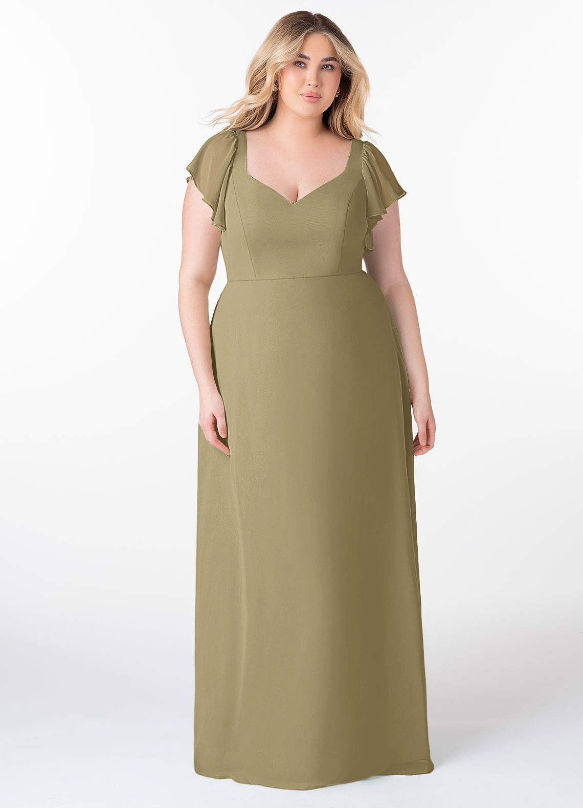 Azazie Syenna Bridesmaid Dresses Moss Green A-Line Ruched Chiffon Dress image1