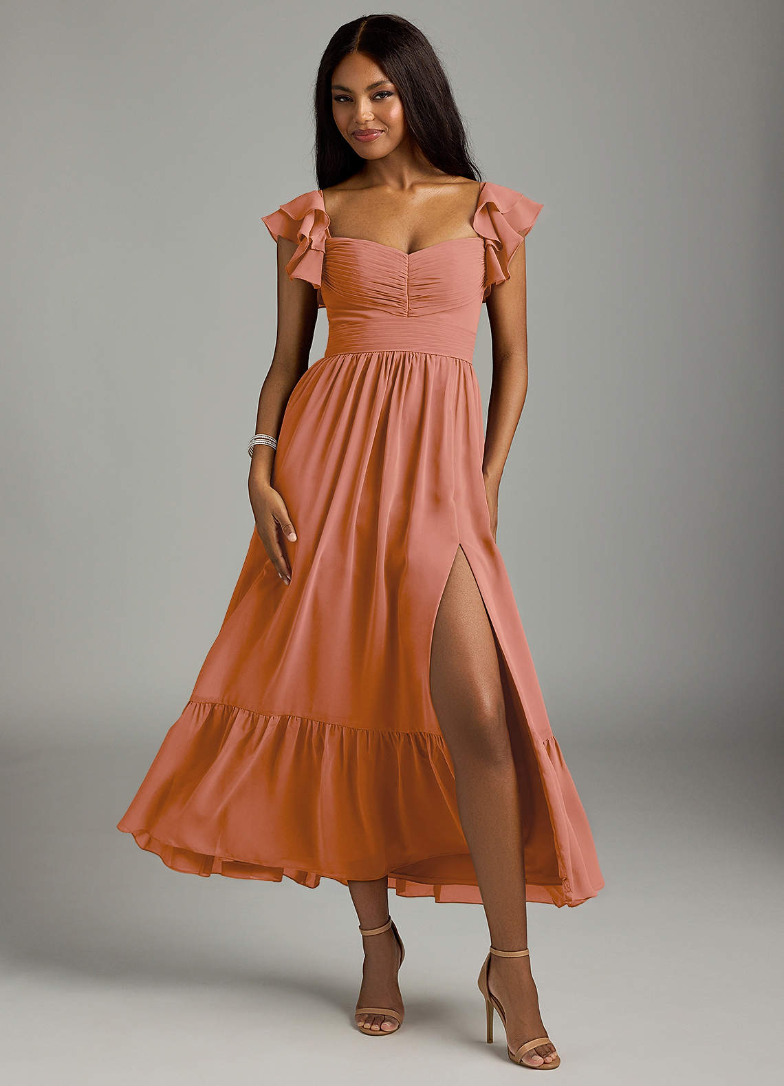 Azazie Anaya Bridesmaid Dresses MAI TAI A-Line Pleated Chiffon Dress image1