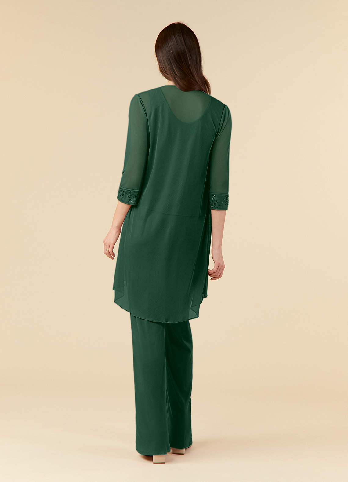 Azazie Frances At-home Try On Dresses Dark Green Jumpsuit/Pantsuit Scoop Mesh Dress image1