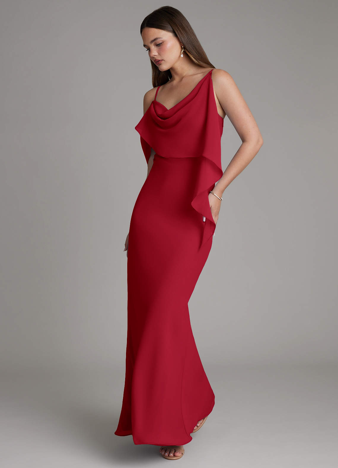 red and gray bridesmaid dresses AW.Bridal Mermaid Turtleneck Floor Length Sleeveless Split Wedding Guest Dresses Dress Burgundy Size 8