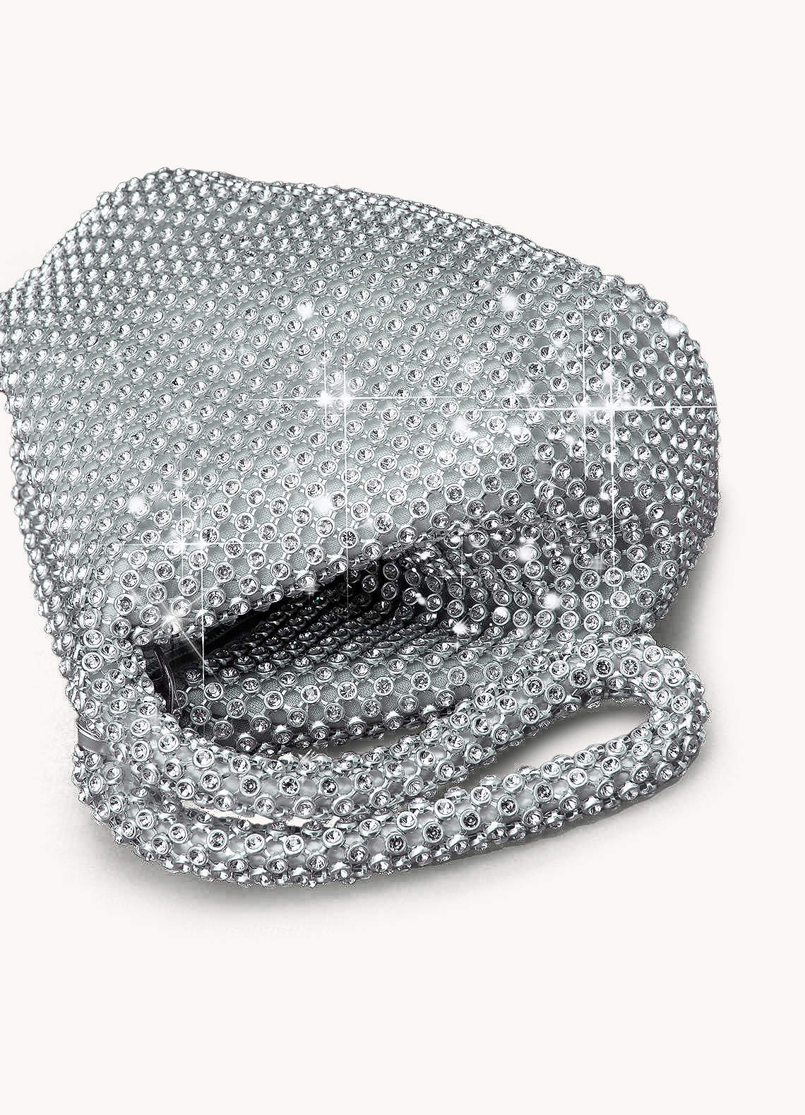 front Delicate Sparkling Rhinestone Zip Wrist Evening Bag