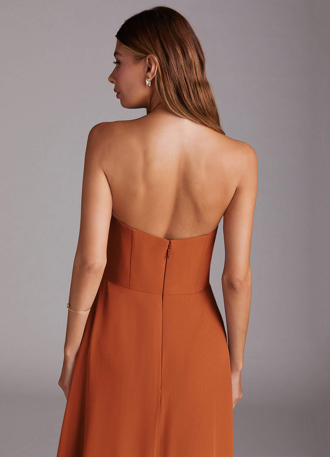 Azazie Wren Bridesmaid Dresses Cinnamon A-Line Side Slit Chiffon Convertible Dress image6