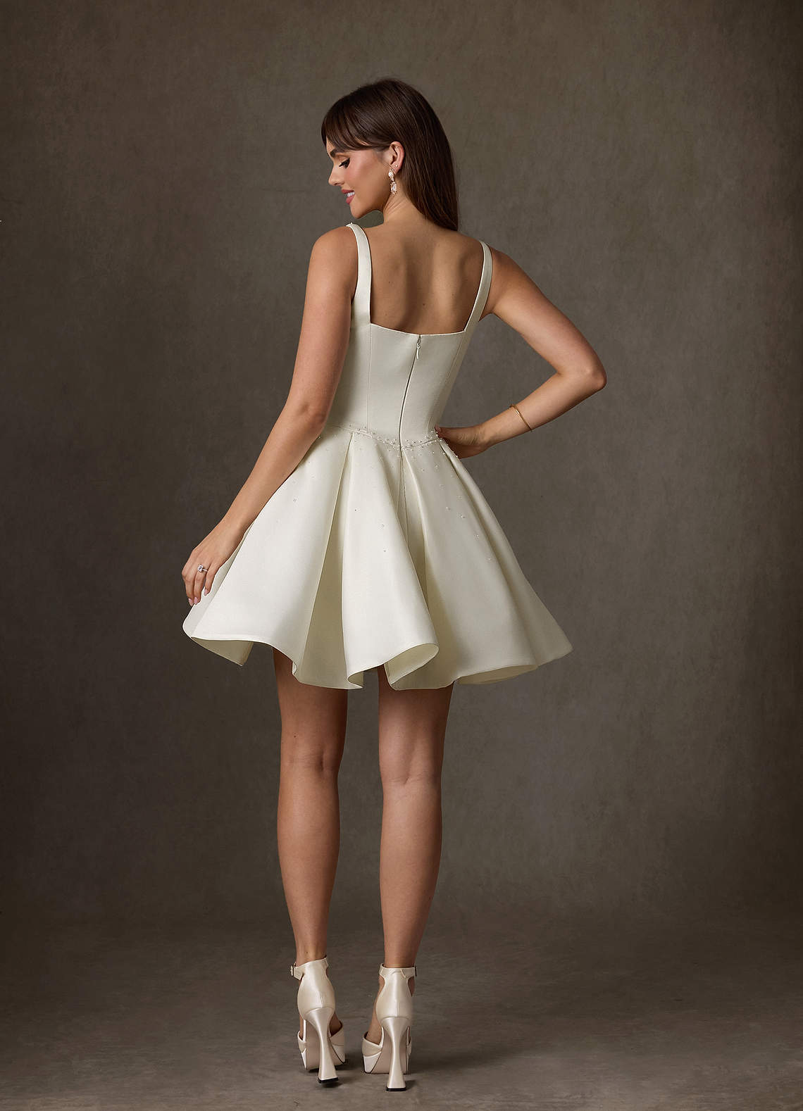 Azazie Zelina Wedding Dresses Cream A-Line Sweetheart Neckline Satin Dress image5