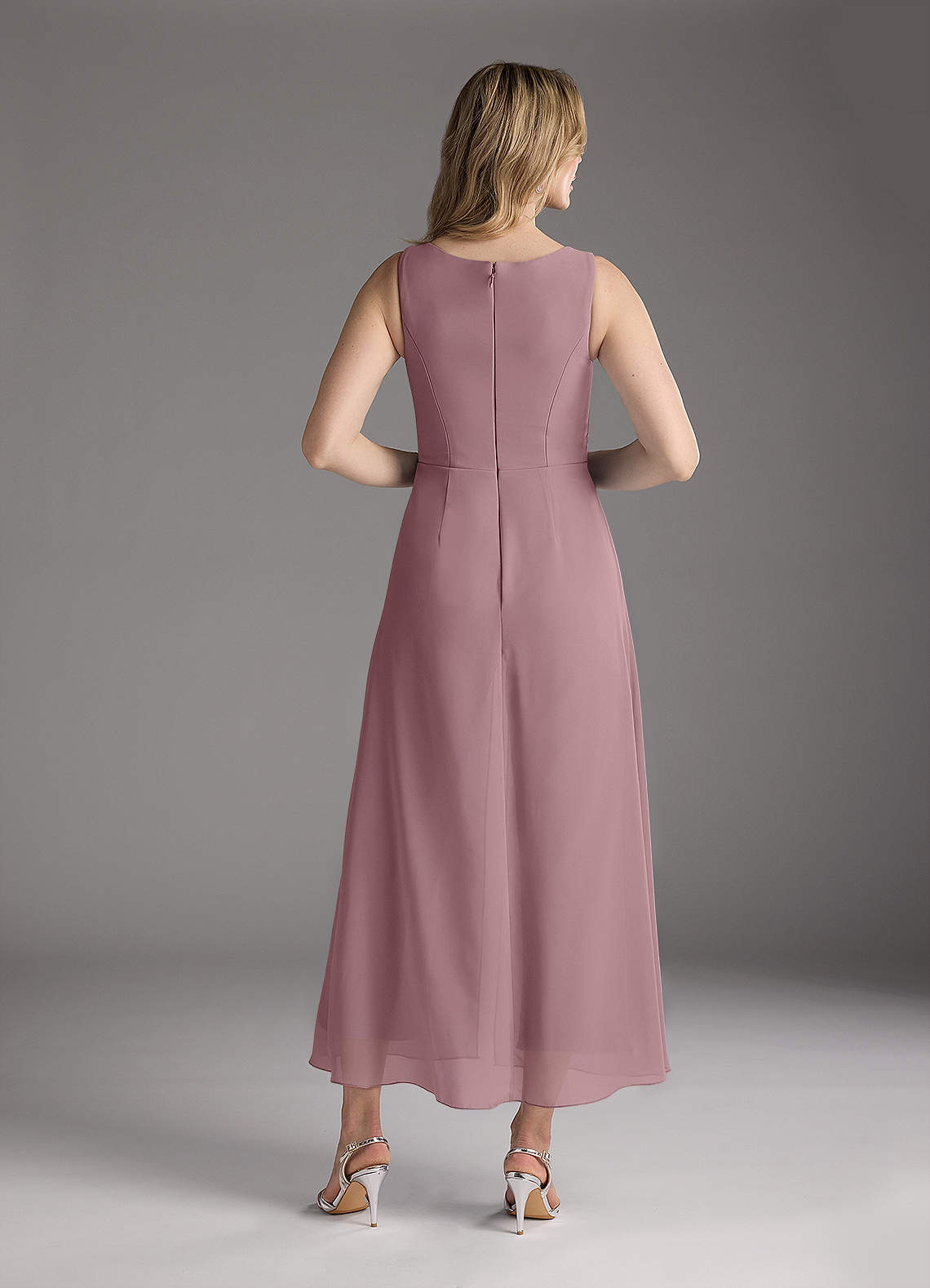 Azazie Anitta Mother of the Bride Dresses Dusty Rose Jumpsuit/Pantsuit Pleated Stretch Crepe Dress image5