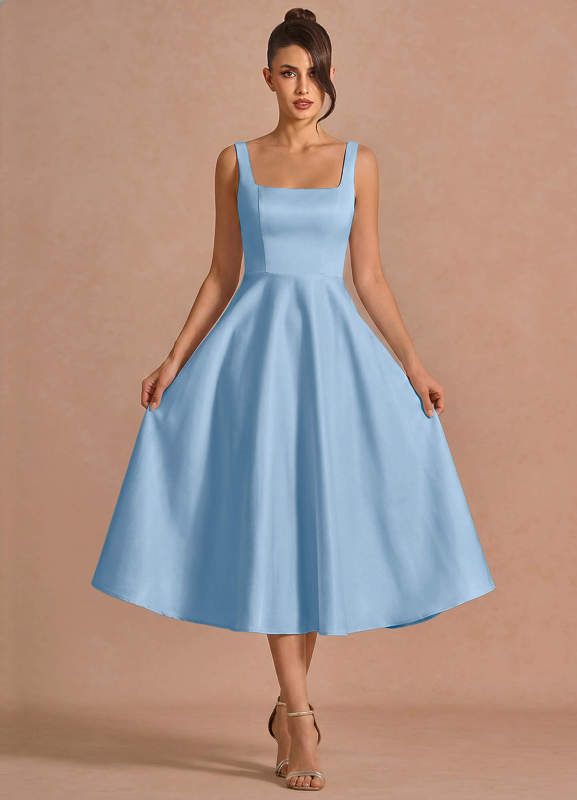 Brynn Haze Blue Midi Dress Ready to Ship | Azazie