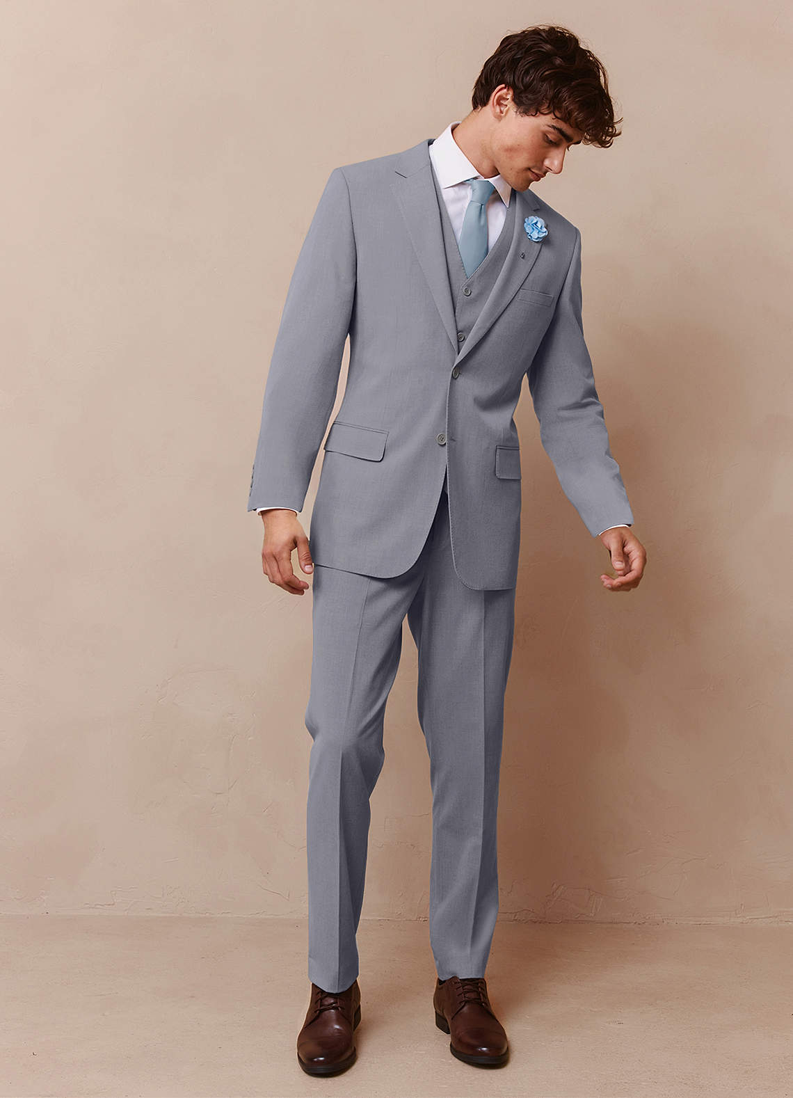 front Savile Grey Wool Blend 3-Piece Suit