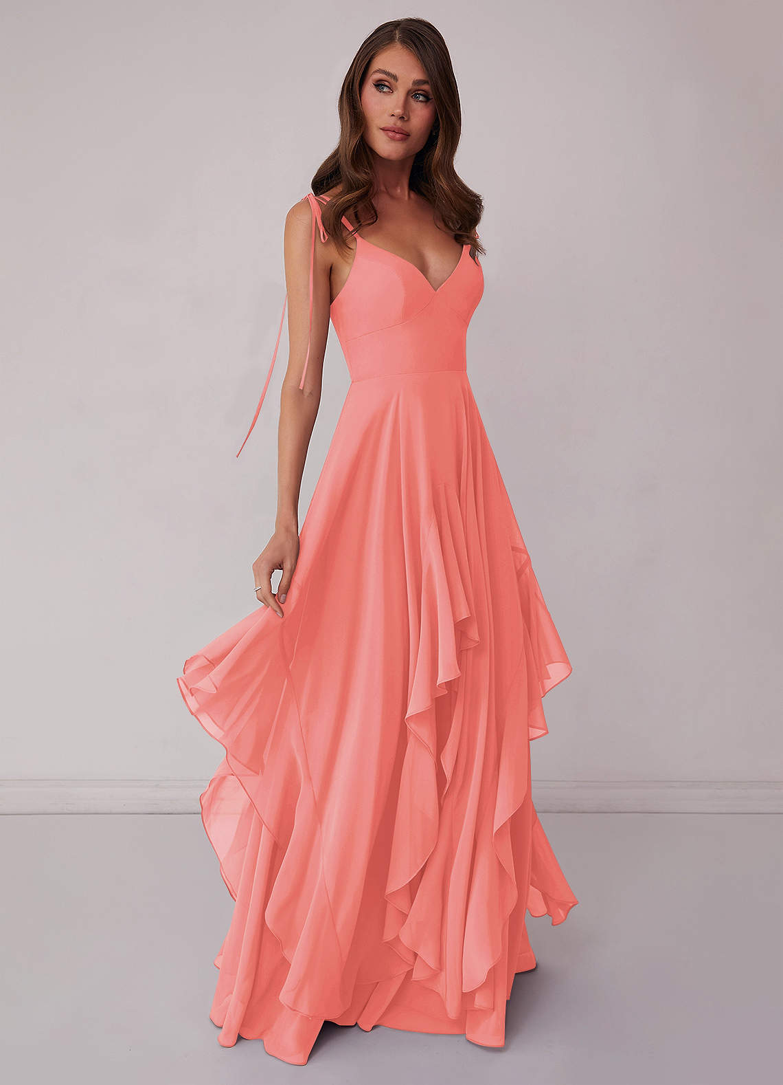flowy coral dress Long Flowy Floral 'Alessandra' Maxi Dress in Coral Medium / Coral - Dresses - Women's Clothing & Accessories