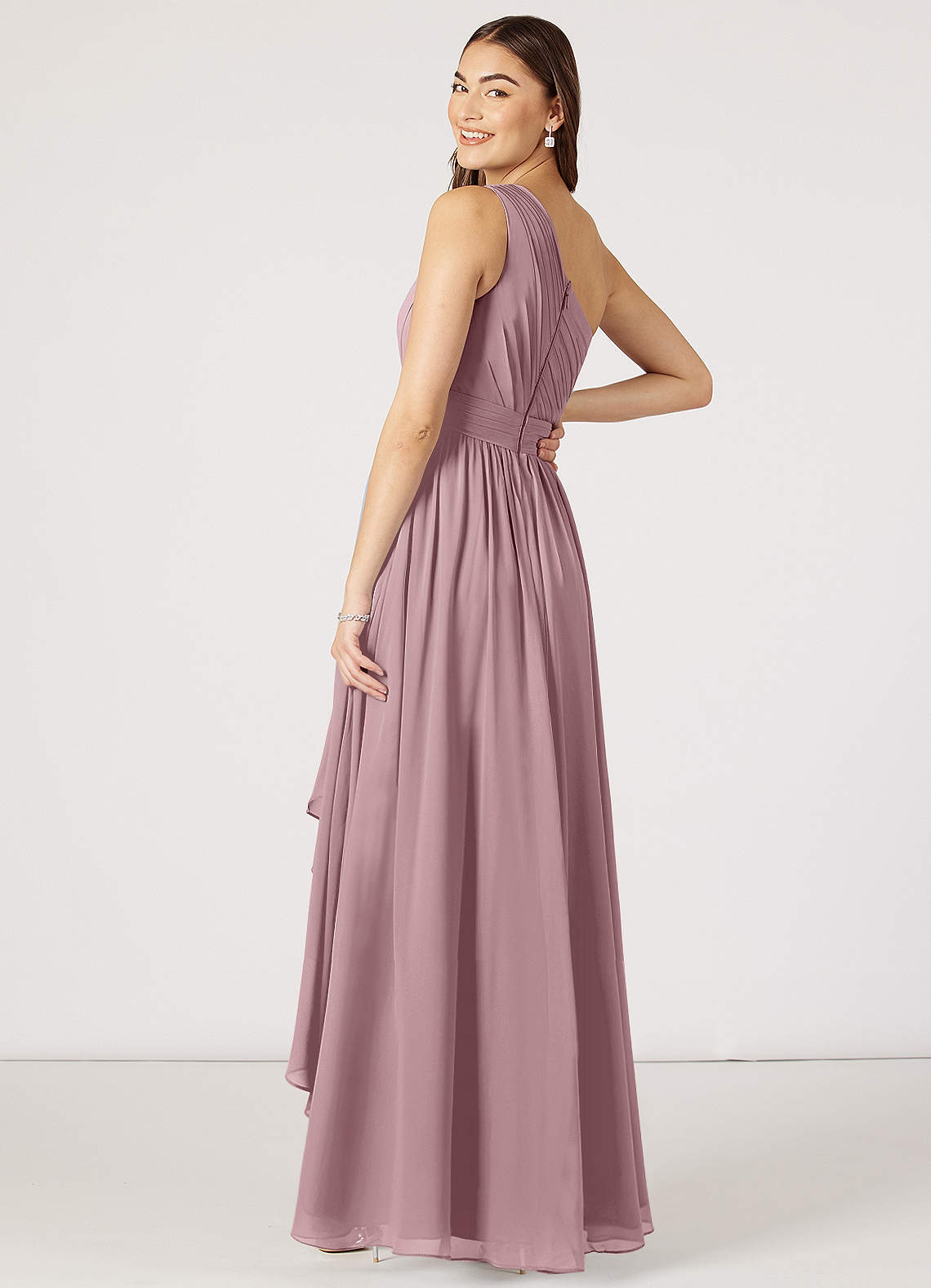 Azazie Mathilda Bridesmaid Dresses A-Line One Shoulder Chiffon Asymmetrical Dress image1