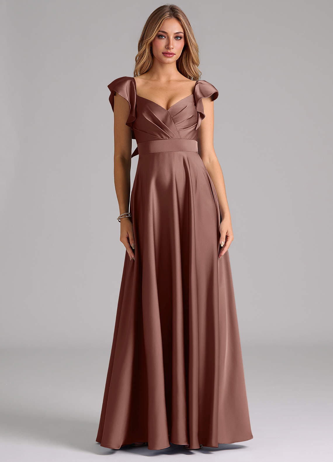 Azazie Leilani Klänningar att prova hemma Klä av A-Linje i Stretch Satin Rynkad Svart image2