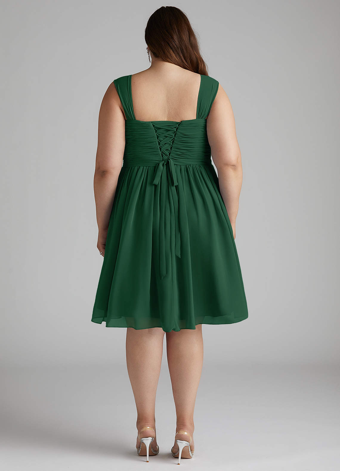 green knee length bridesmaid dresses Off The Shoulder Satin Tea Length Dresses With Sleeves Lisposa