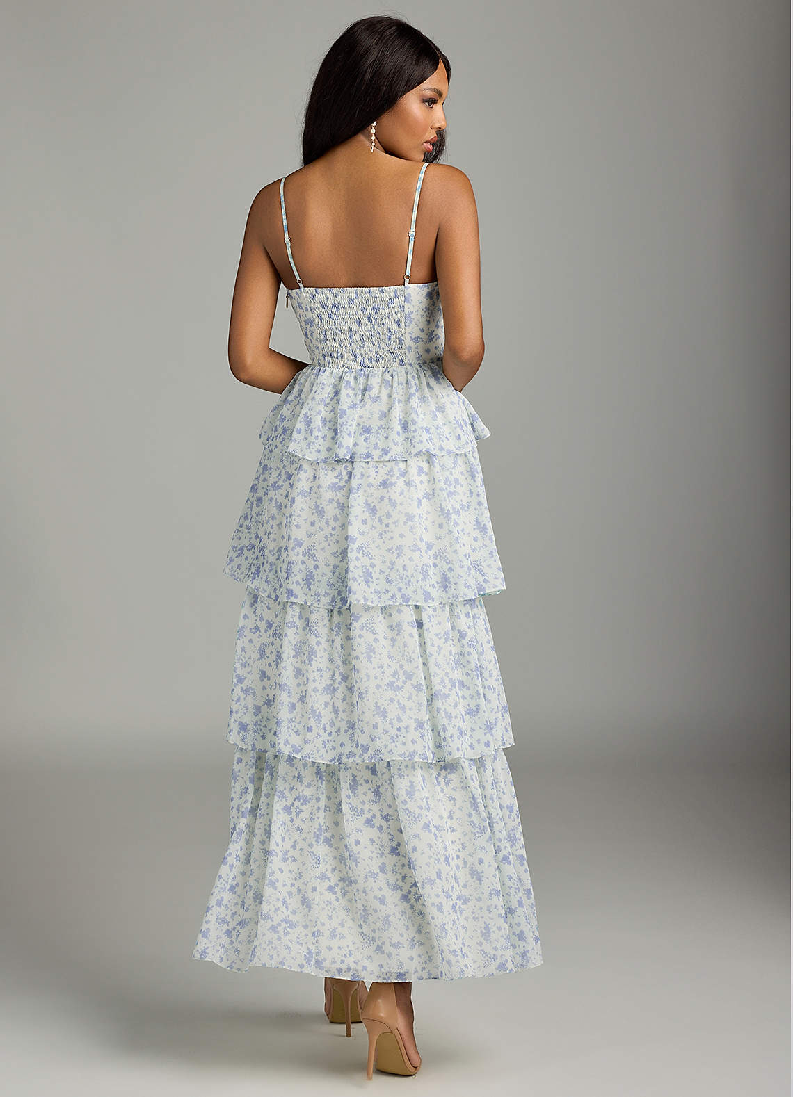 Azazie A-Line Sweetheart Ankle-Length Chiffon Bridesmaid Dresses - Blue and White Ditsy Floral