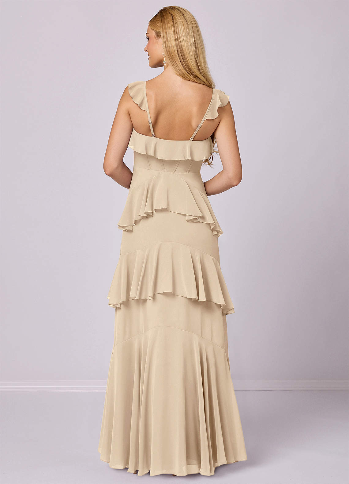 white christmas dresses Sarah Champagne Corset Formal Maxi Dress - US 0