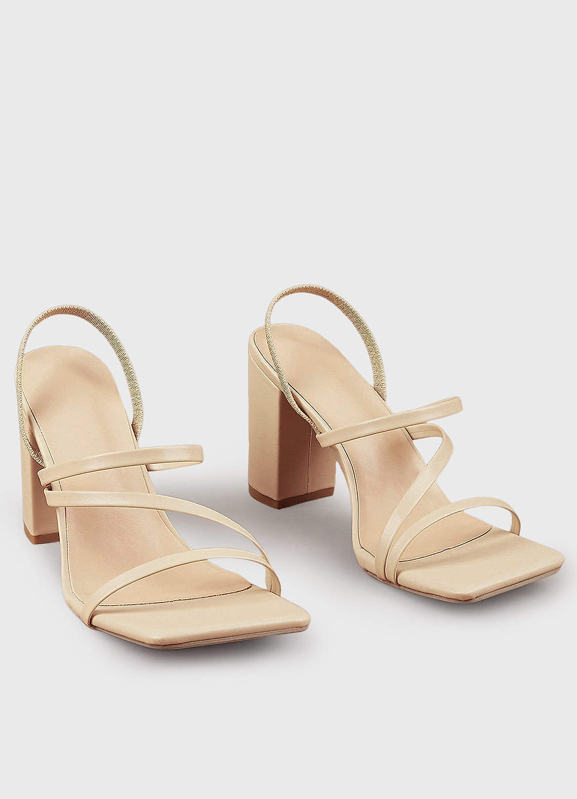 Nude block heel slides best sale