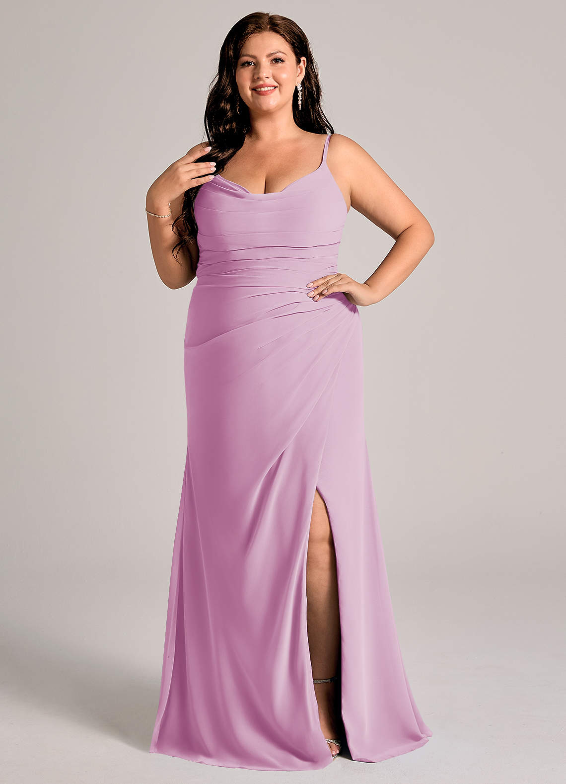 Azazie Deandra Abiti da Damigella Abito Sirena in Chiffon Plissettato Rosa Confetto image1