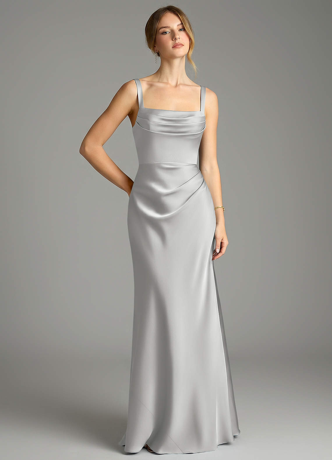 grey stretch dress Azazie Cheryl