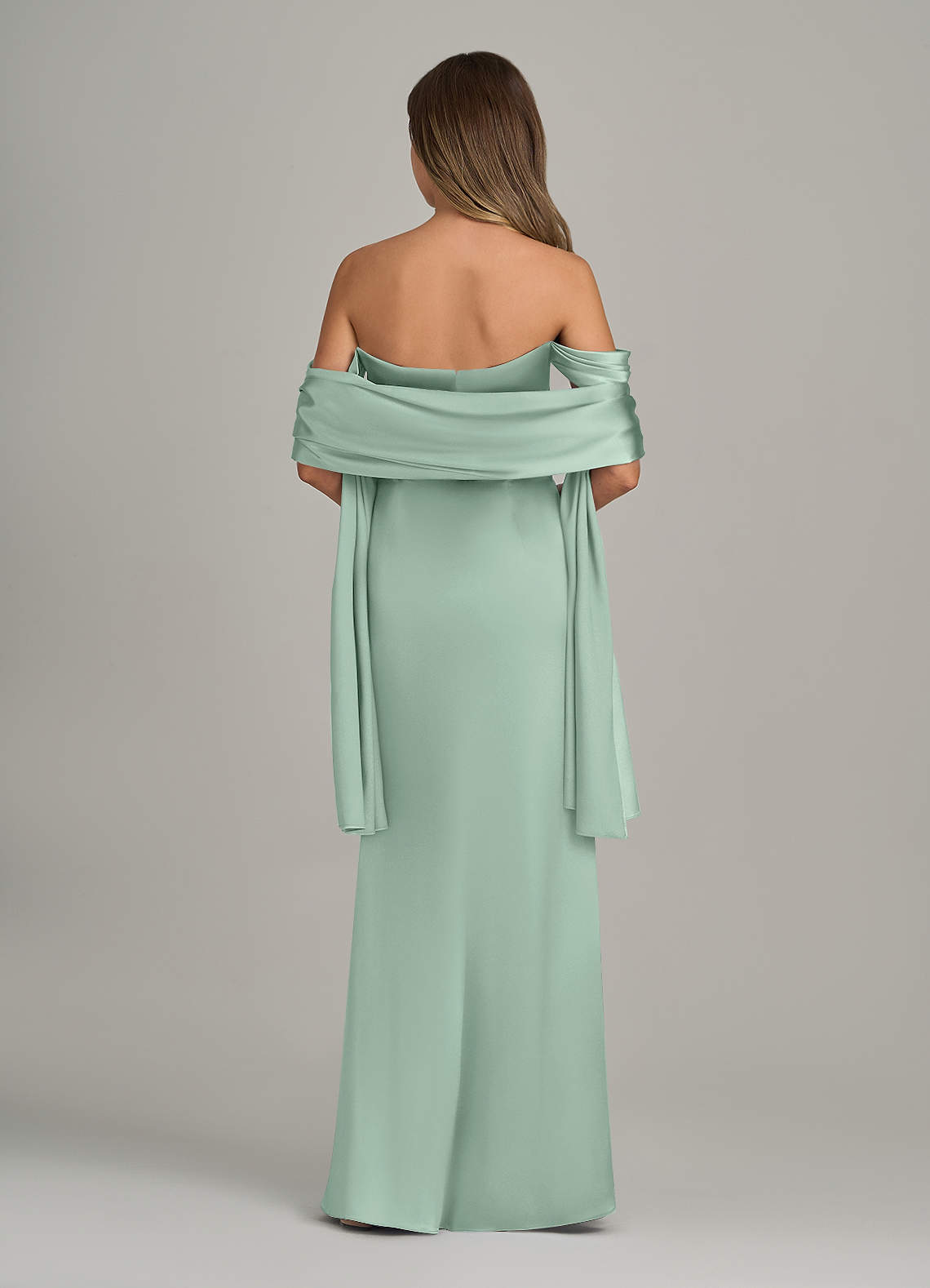 front Azazie Matching Color Ireland Metallic Satin Shawl