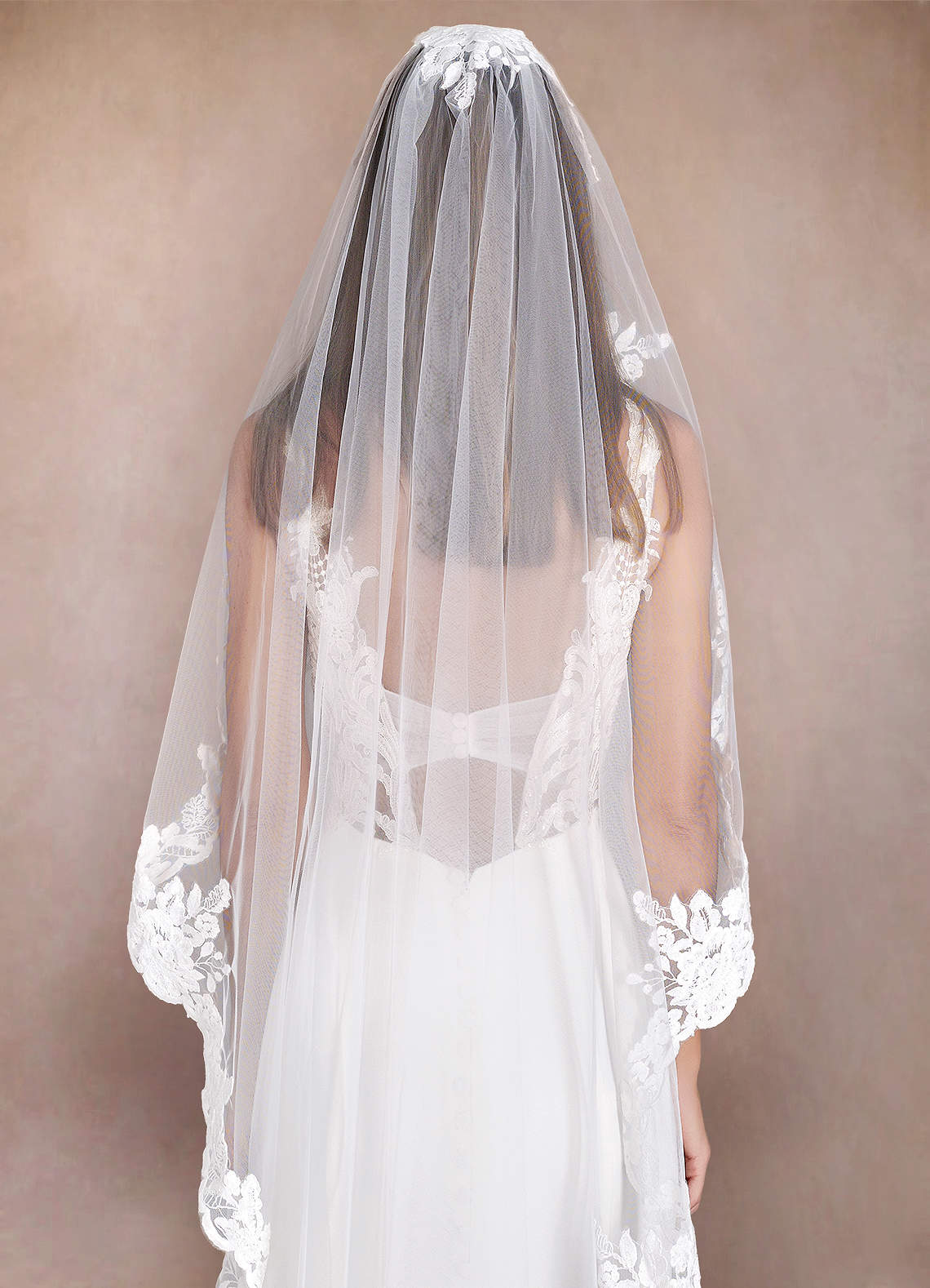 front Persila Lace Waltz Length Veil
