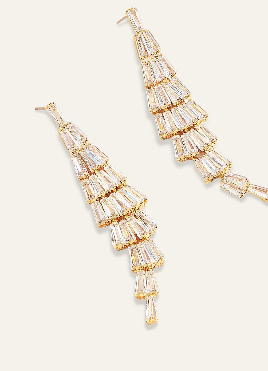 front Zirconia Tassel Drop Earrings