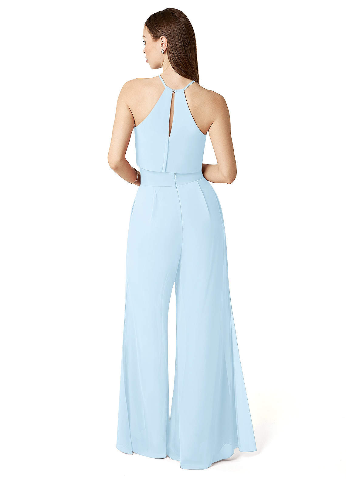 Azazie Kenzi Jumpsuit Sky Blue Chiffon Bridesmaid Dresses | Azazie