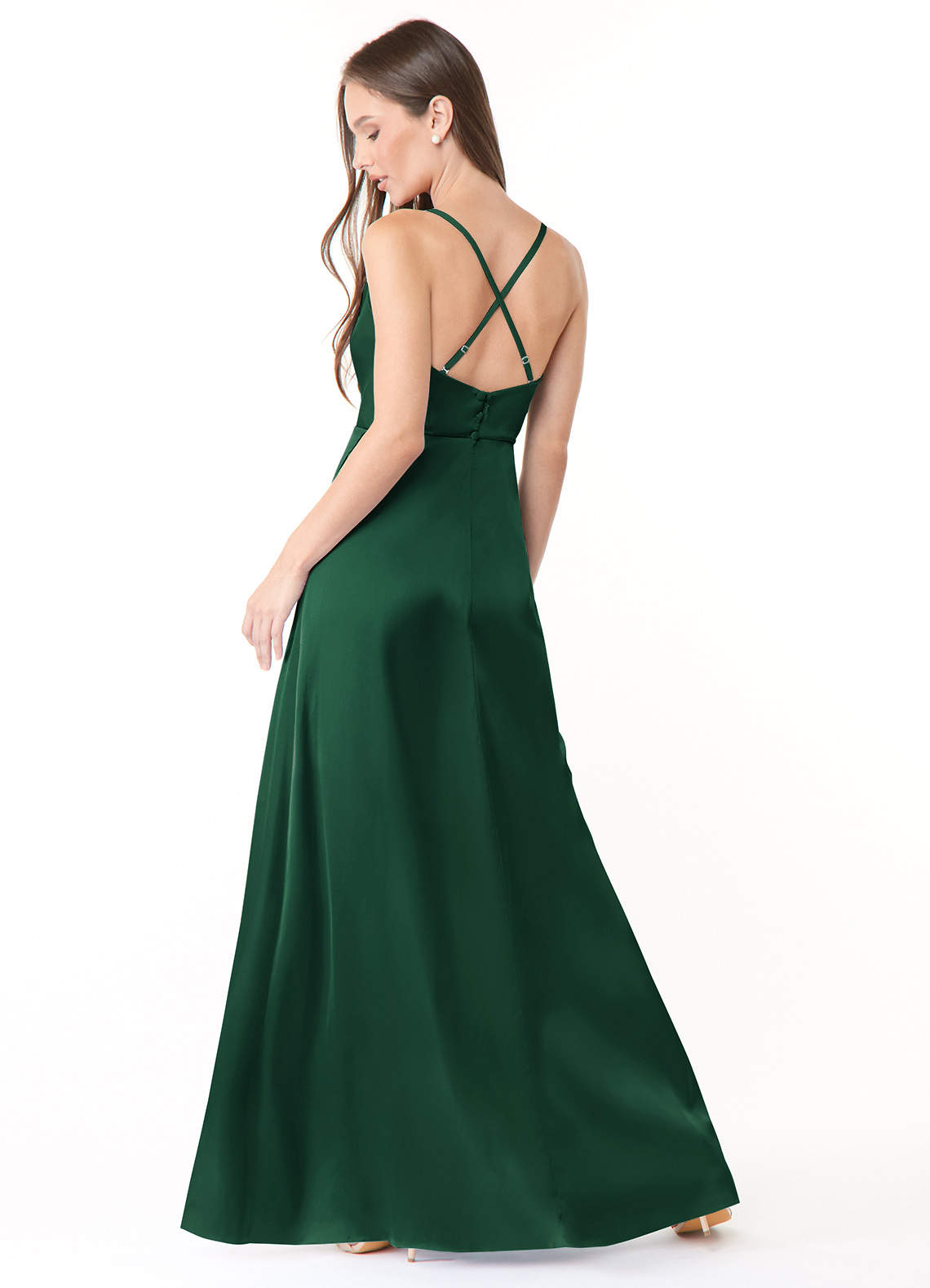 cowl neck satin dress green Moss Green Bridesmaid Dress Shiny Satin Size 3X