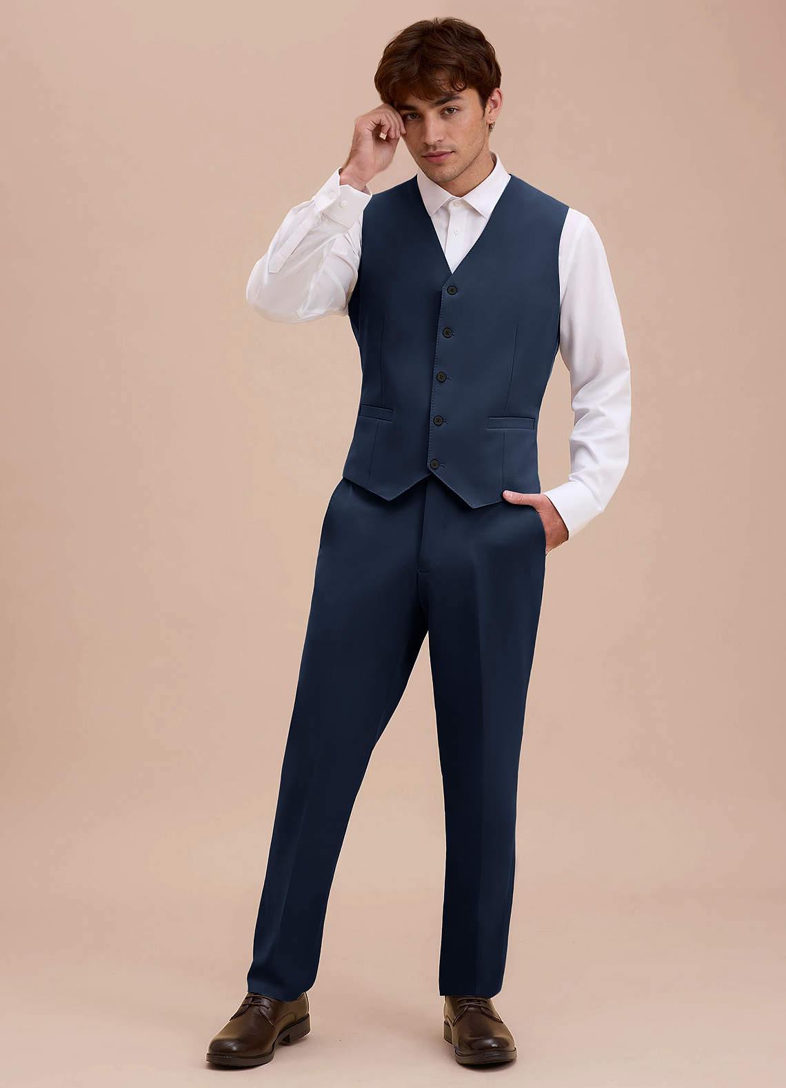 front Ethan Dark Navy Refined Weave Suit Vest
