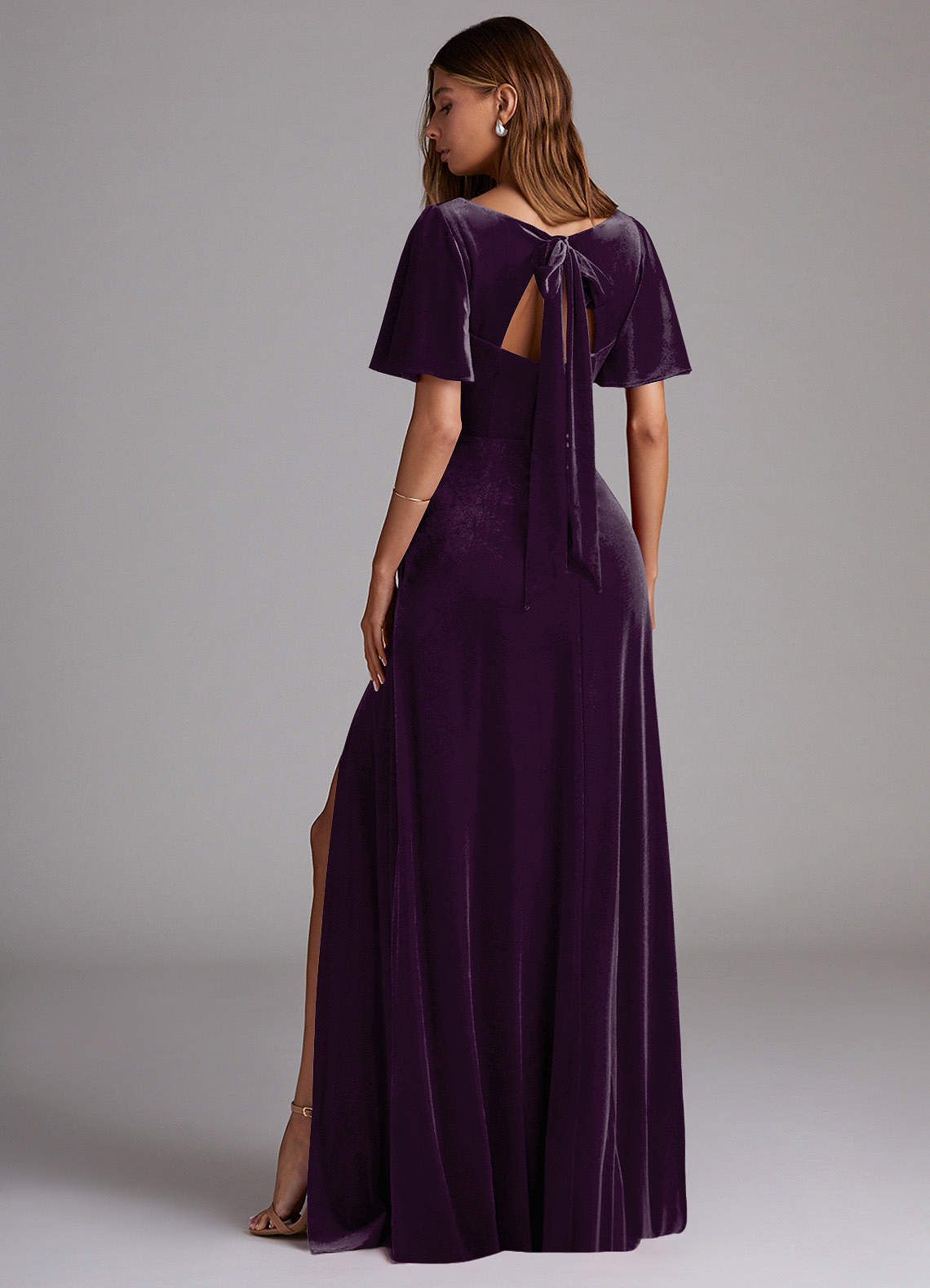 purple bridesmaid dresses with pockets Azazie Kimber Grape Velvet warehouseonly_FALSE Hollow to hem 147cm). Men's Size:11 US Ecirod Women Fall Winter