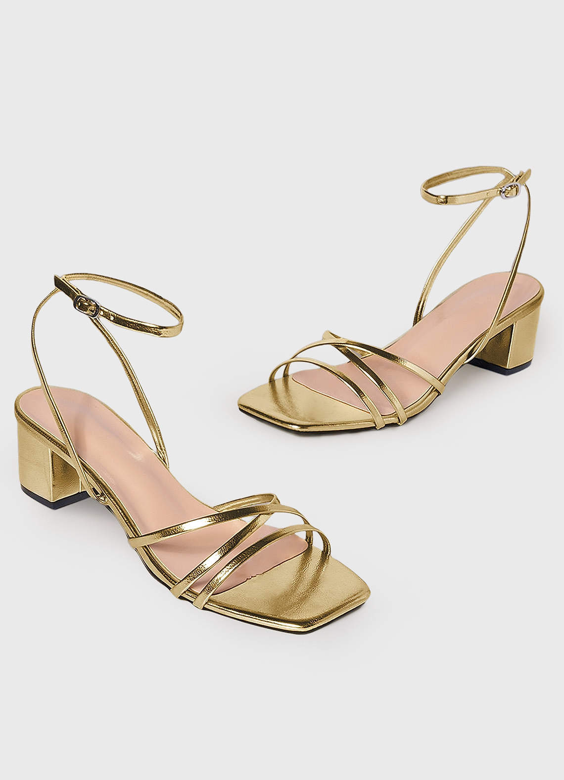 front Cross Strips Block Heel Sandals