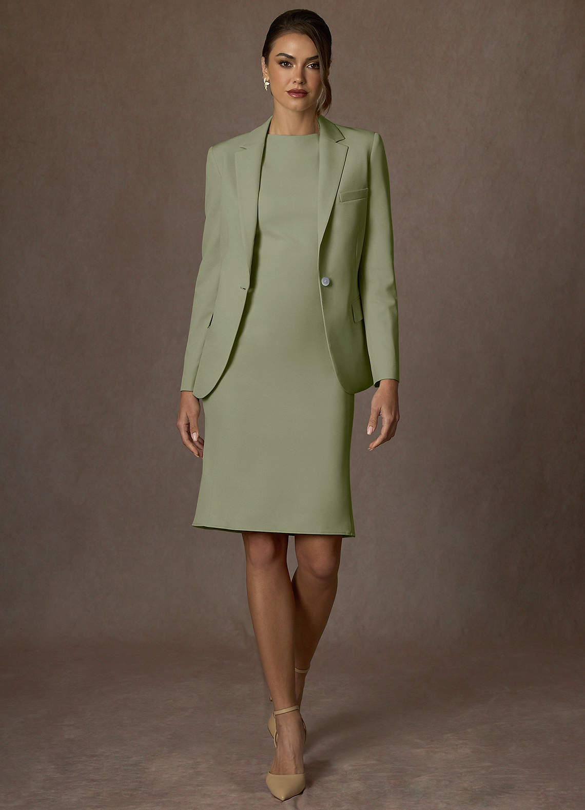 front Kennedy Pistachio Structured Stretch Dress