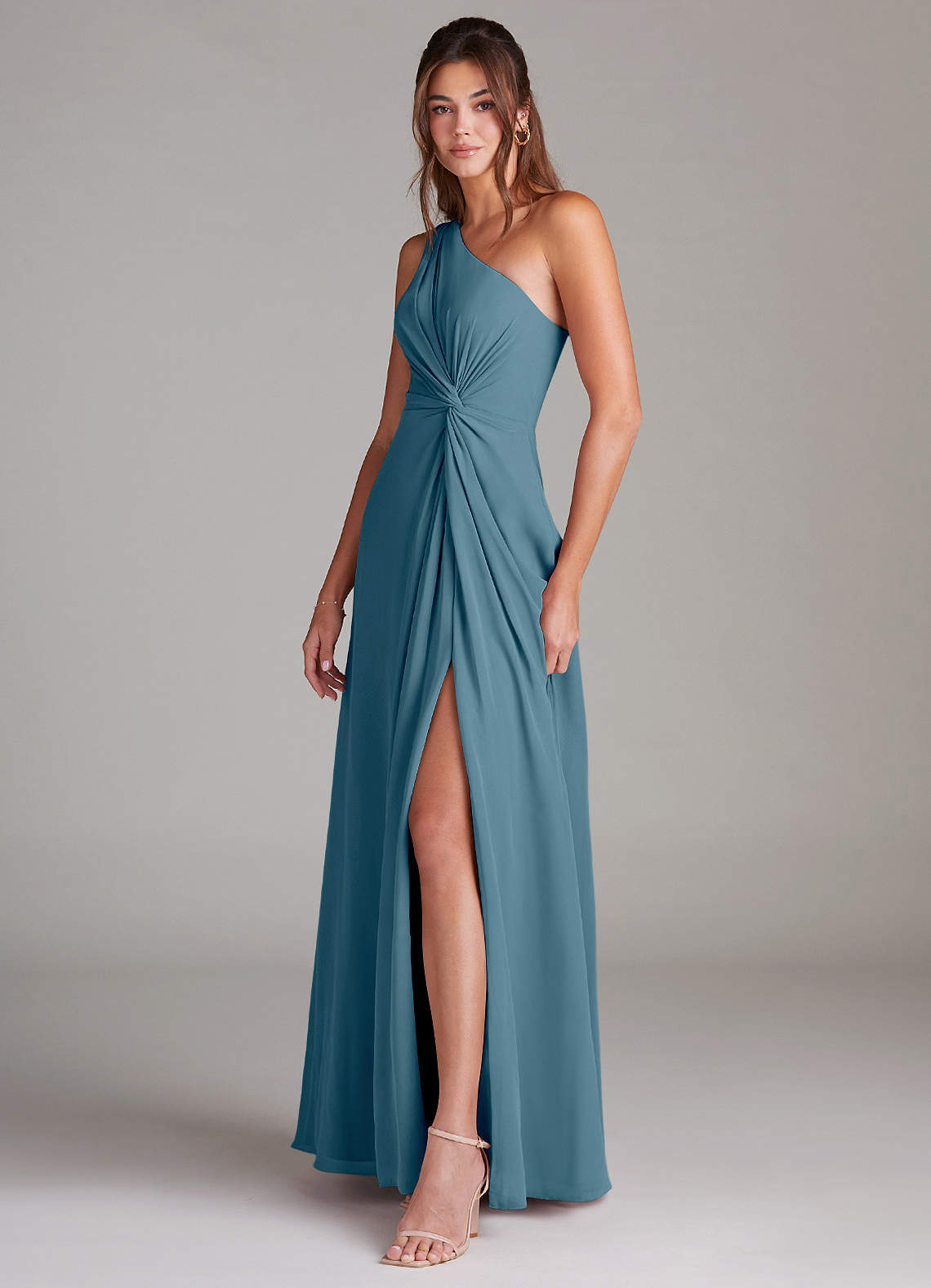 Azazie Brooke Bridesmaid Dresses Bermuda A-Line One Shoulder Chiffon Dress image4