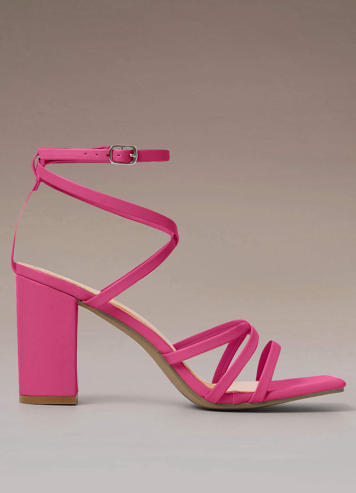 Hot Pink Cross Strappy Ankle Strap Heels